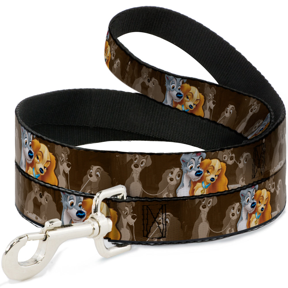 Dog Leash - Lady and Tramp 2-Poses/Spaghetti Kiss Scene Browns Dog Leashes Disney