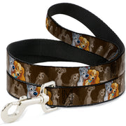 Dog Leash - Lady and Tramp 2-Poses/Spaghetti Kiss Scene Browns Dog Leashes Disney