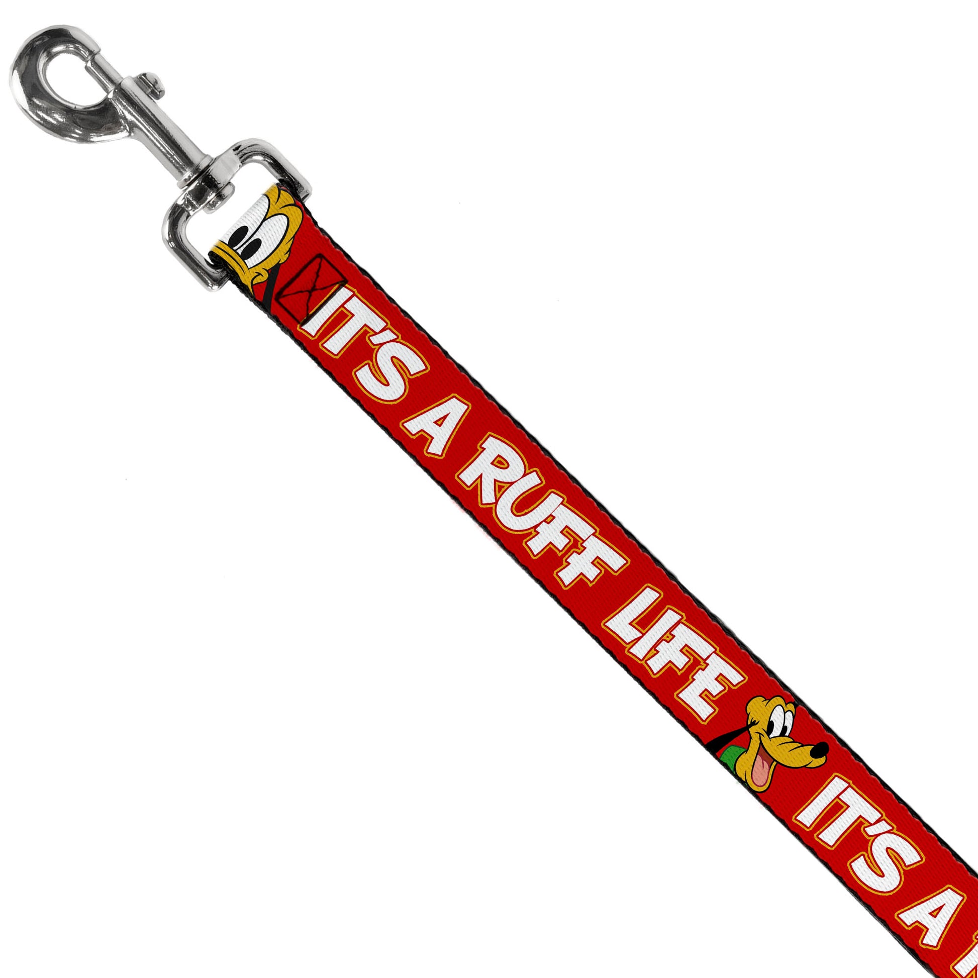 Dog Leash - Pluto 2-Pose IT'S A RUFF LIFE Red/Yellow/White Dog Leashes Disney
