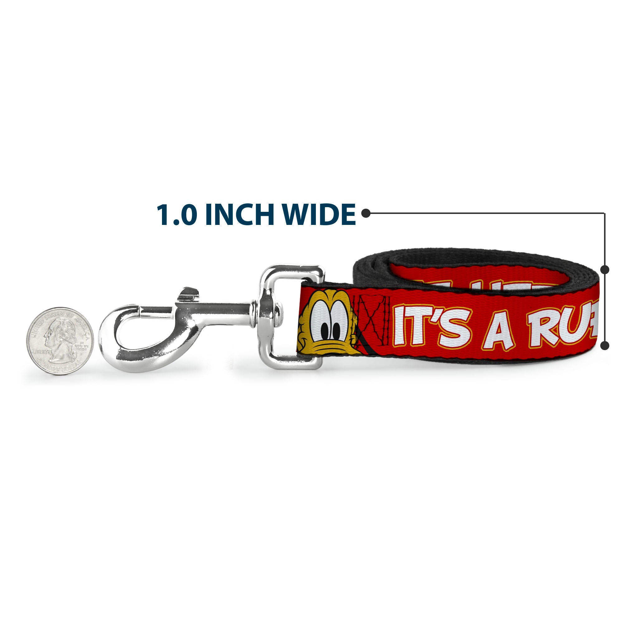 Dog Leash - Pluto 2-Pose IT'S A RUFF LIFE Red/Yellow/White Dog Leashes Disney