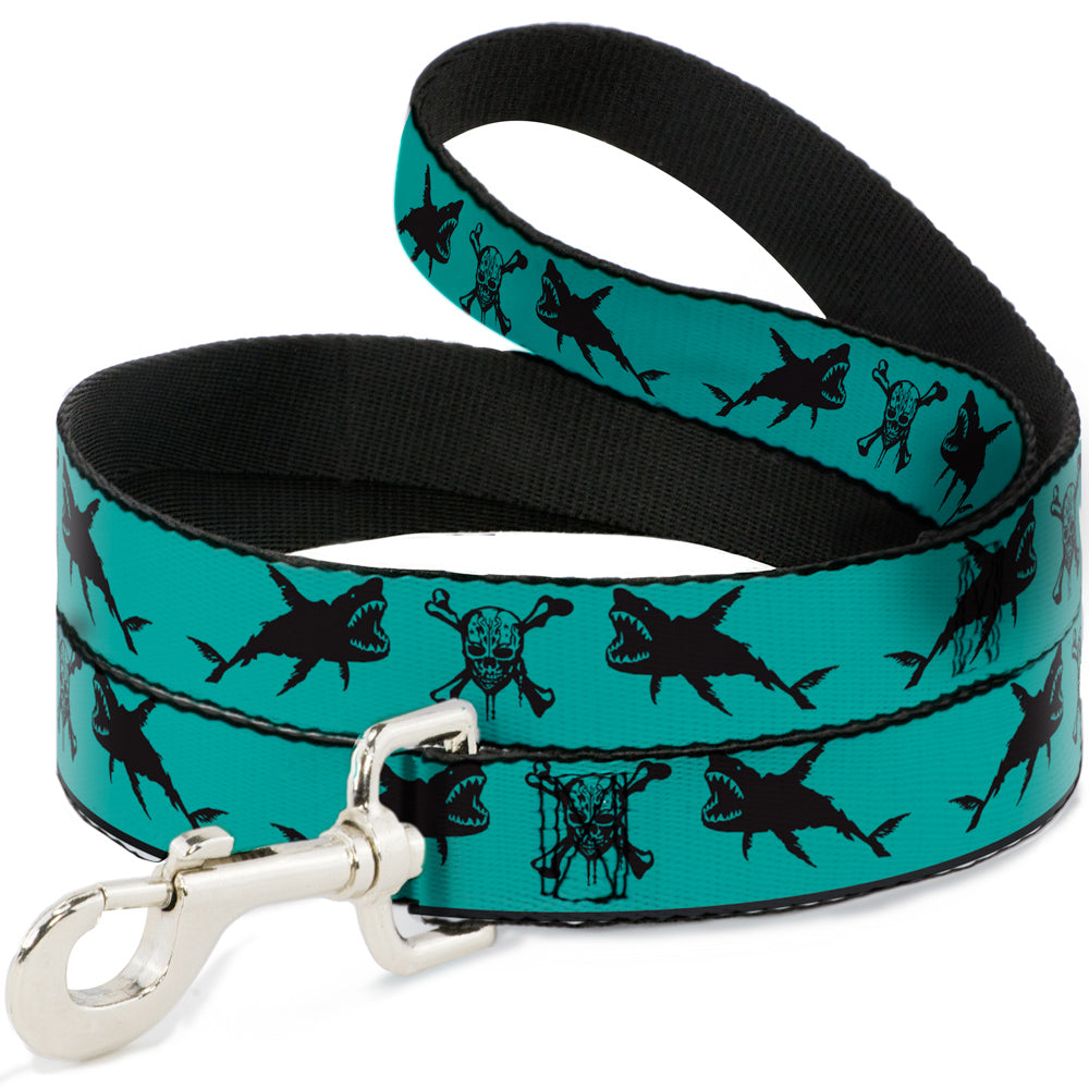 Dog Leash - Pirates Skull & Crossbones/Sharks Turquoise/Black Dog Leashes Disney