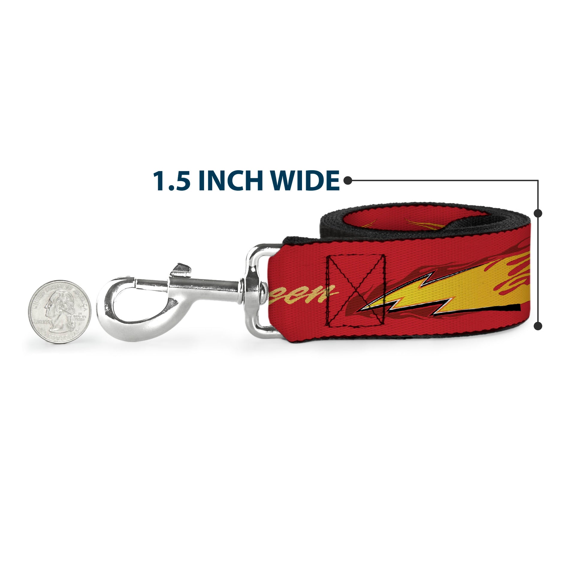 Dog Leash - Cars LIGHTNING MC QUEEN Text with Bolt Flames Red/Yellows Dog Leashes Disney