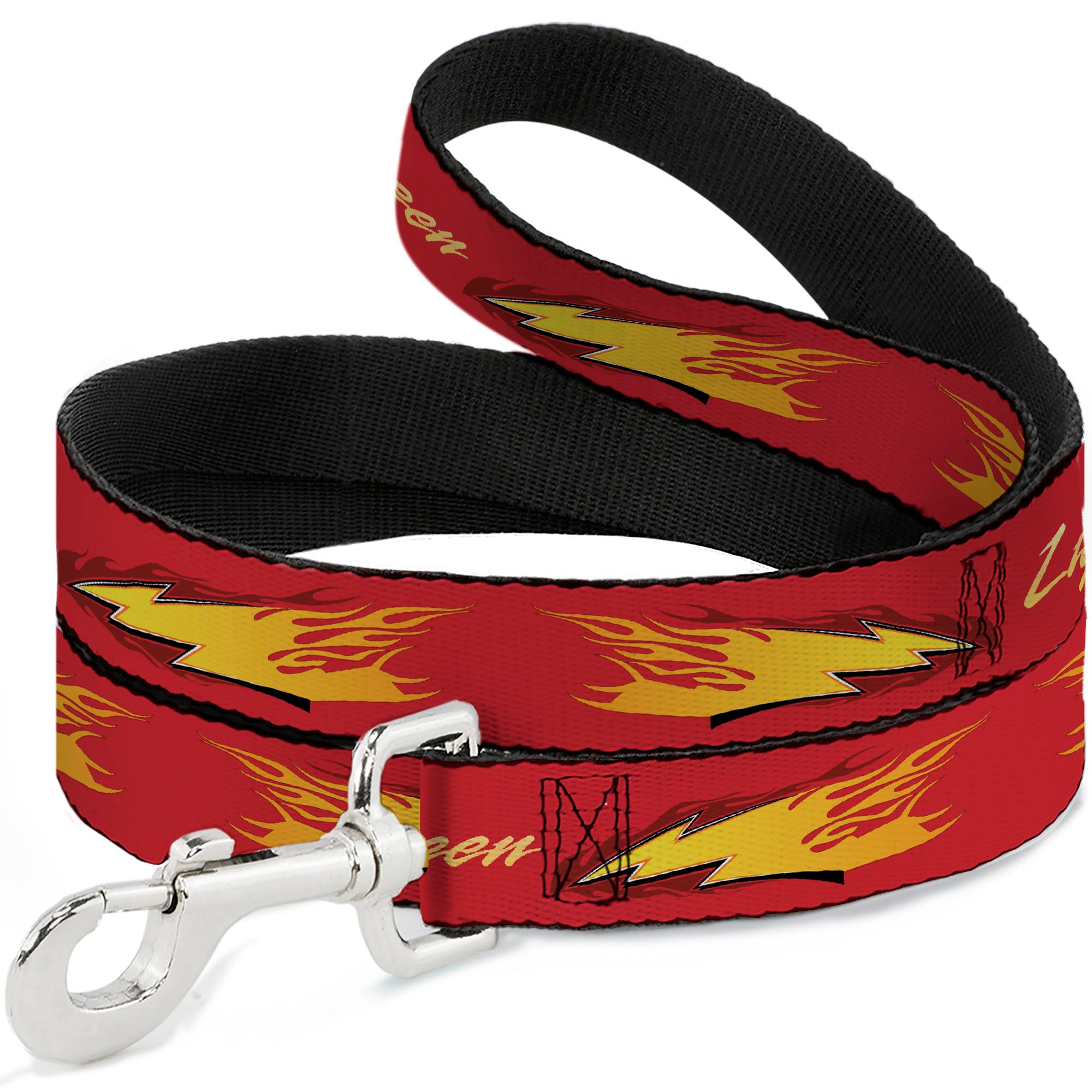 Dog Leash - Cars LIGHTNING MC QUEEN Text with Bolt Flames Red/Yellows Dog Leashes Disney