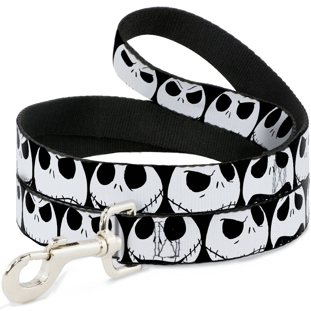 Dog Leash - Nightmare Before Christmas 7-Jack Expressions CLOSE-UP Black/White Dog Leashes Disney