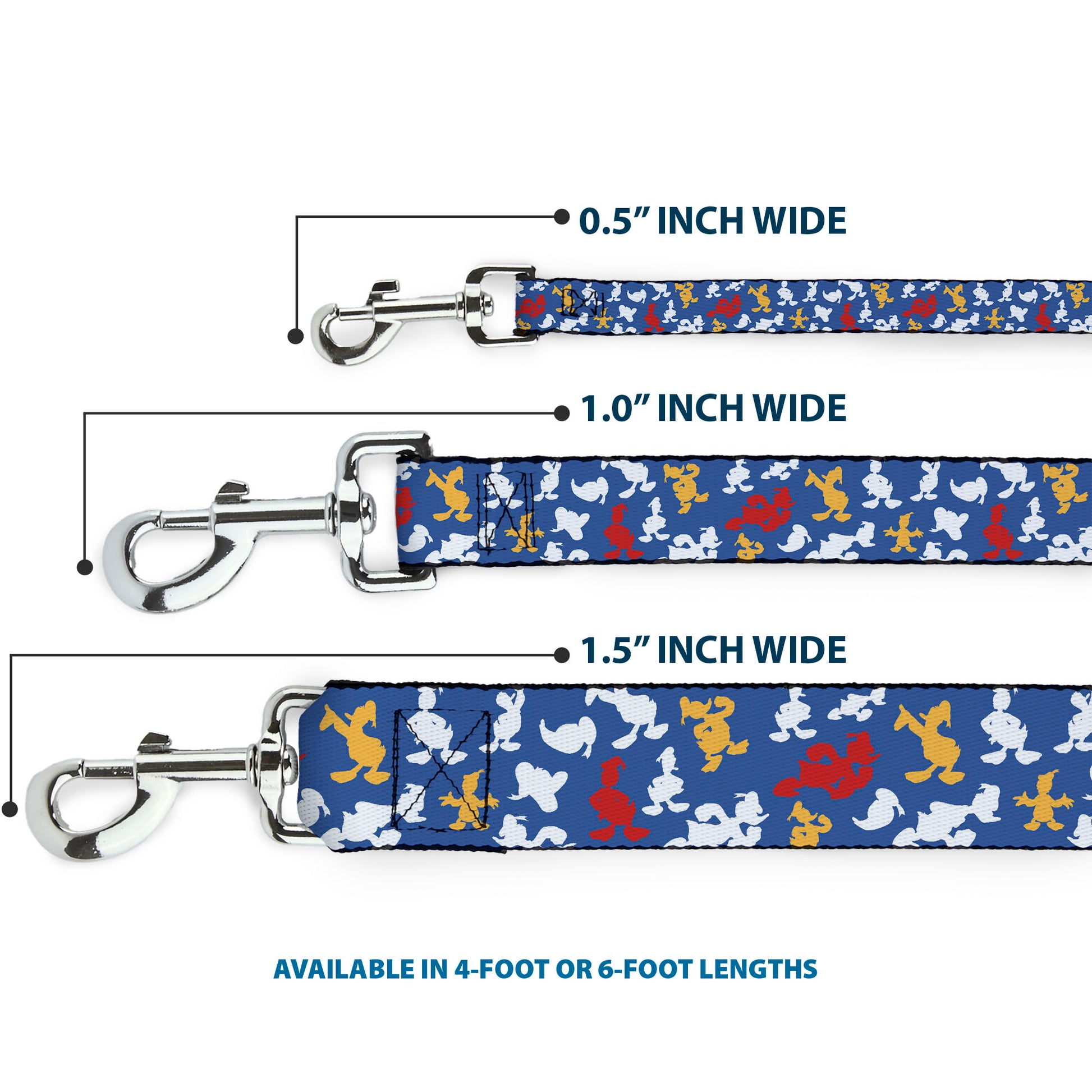Dog Leash - Donald Duck Face/Poses Scattered Blue/White/Red/Yellow Dog Leashes Disney