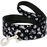 Dog Leash - Nightmare Before Christmas Jack Expressions/Scary Teddy/Killer Duck Collage Black/White Dog Leashes Disney