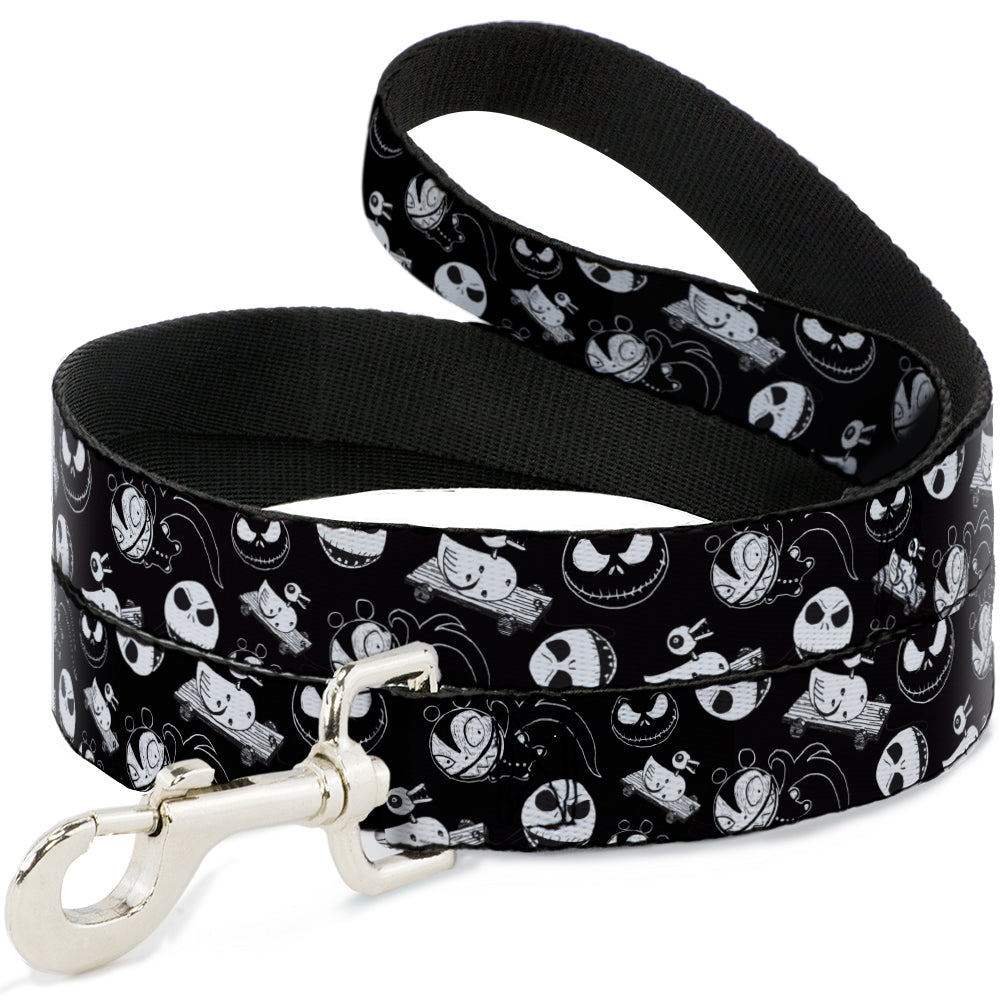 Dog Leash - Nightmare Before Christmas Jack Expressions/Scary Teddy/Killer Duck Collage Black/White Dog Leashes Disney