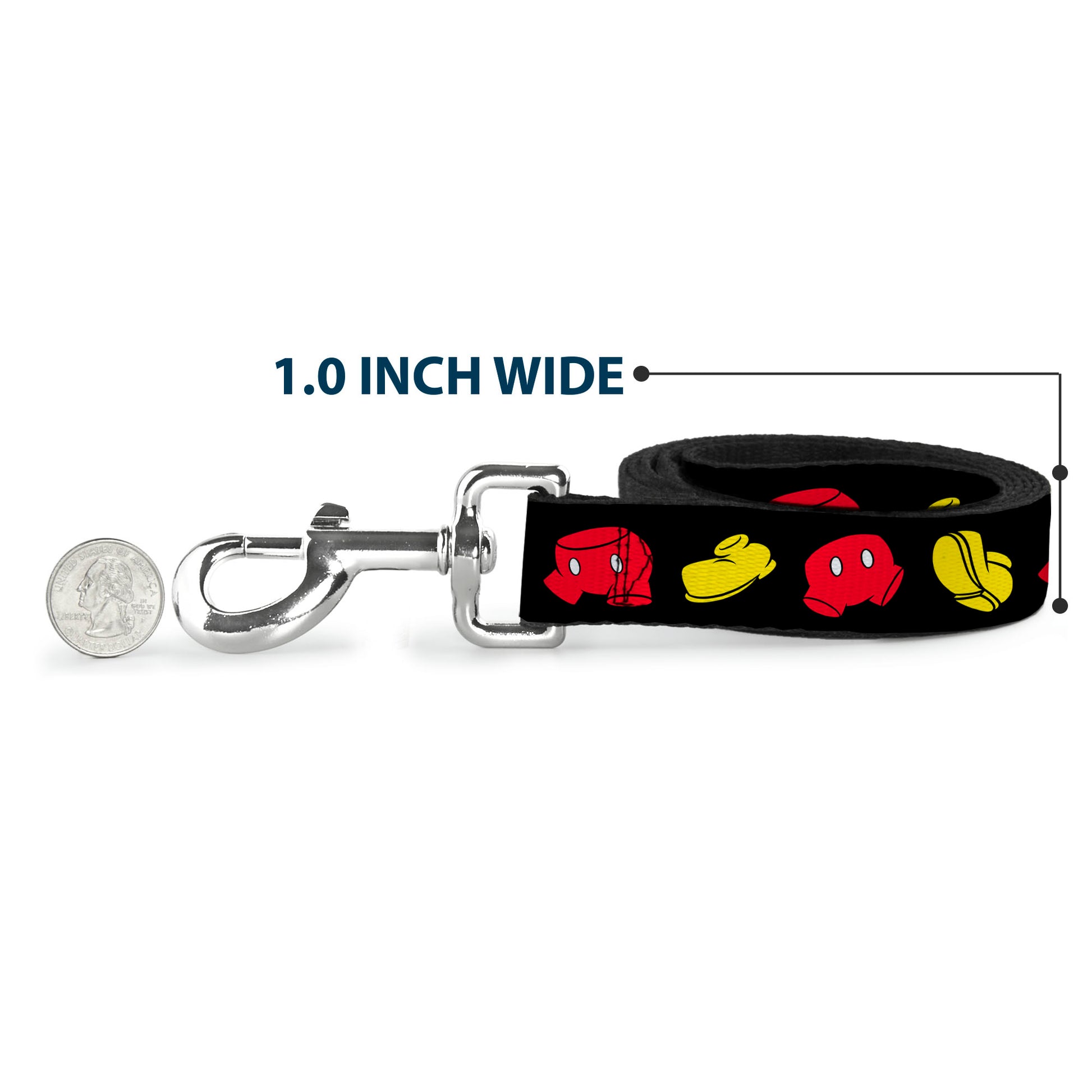 Dog Leash - Mickey Mouse Shorts and Shoes Black/Red/Yellow Dog Leashes Disney