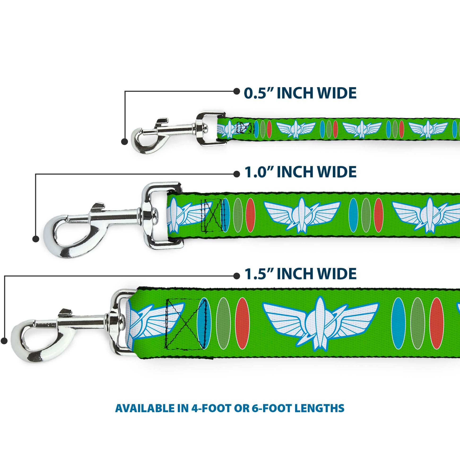 Dog Leash - Toy Story Buzz Lightyear Bounding Space Ranger Logo/Buttons Green/White/Blue/Red Dog Leashes Disney