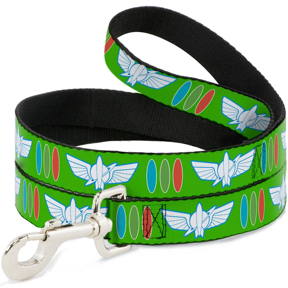 Dog Leash - Toy Story Buzz Lightyear Bounding Space Ranger Logo/Buttons Green/White/Blue/Red Dog Leashes Disney