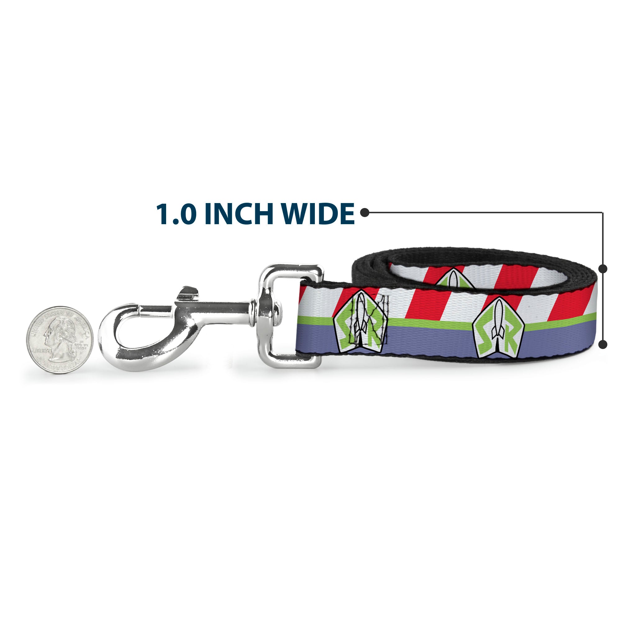 Dog Leash - Toy Story Buzz Lightyear Space Ranger Logo/Striping Red/White/Green/Purple Dog Leashes Disney