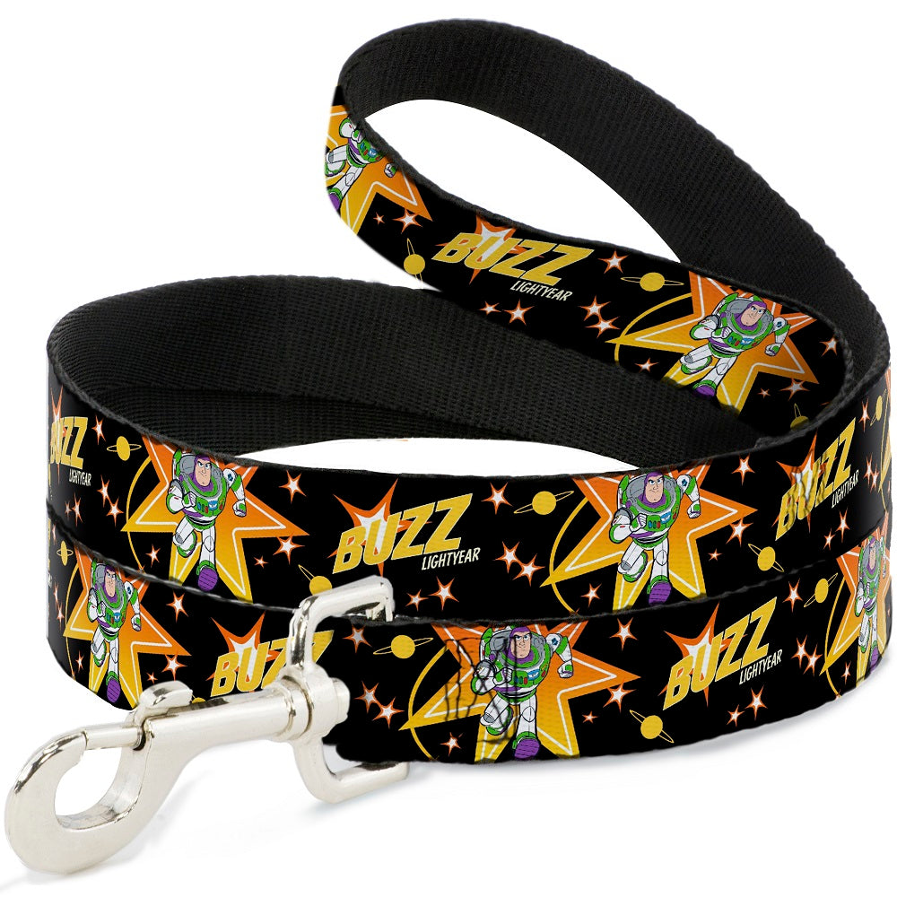 Dog Leash - Toy Story BUZZ LIGHTYEAR Running Pose/Stars Black/Orange/Yellow Dog Leashes Disney