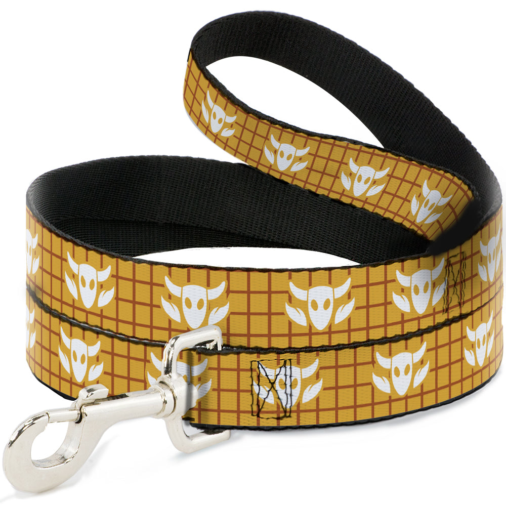 Dog Leash - Toy Story Woody Plaid Shirt/Cowboy Bull Icon Gold/Red/White Dog Leashes Disney