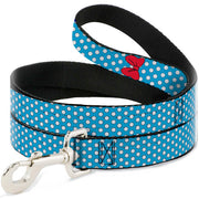 Dog Leash - Minnie Mouse Bow Dots Blue/Black/White/Red Dog Leashes Disney