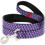 Dog Leash - Minnie Mouse Bow Ears Monogram/Dots Purple/White Dog Leashes Disney