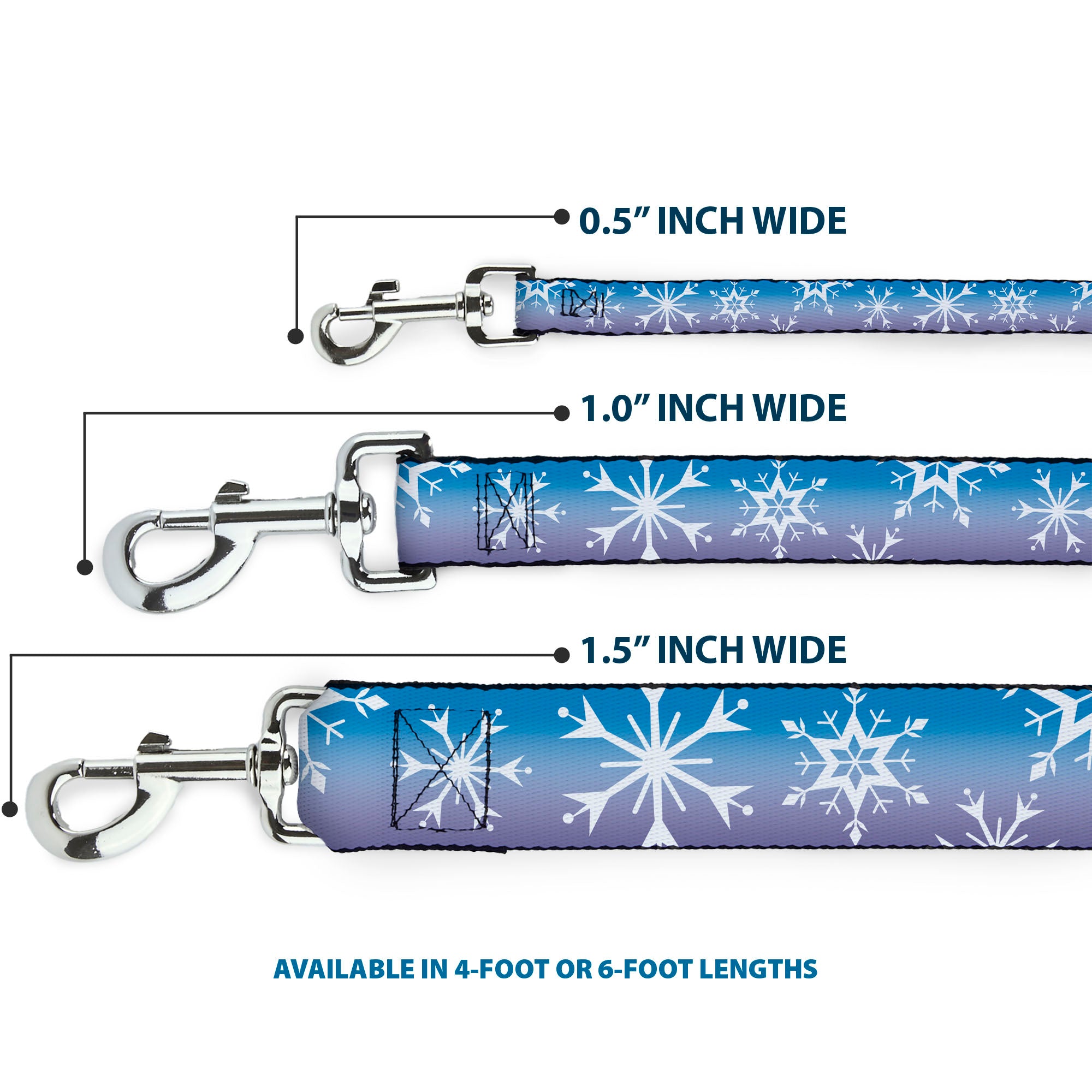 Dog Leash - Frozen II Snowflakes Blues/Purples/White Dog Leashes Disney