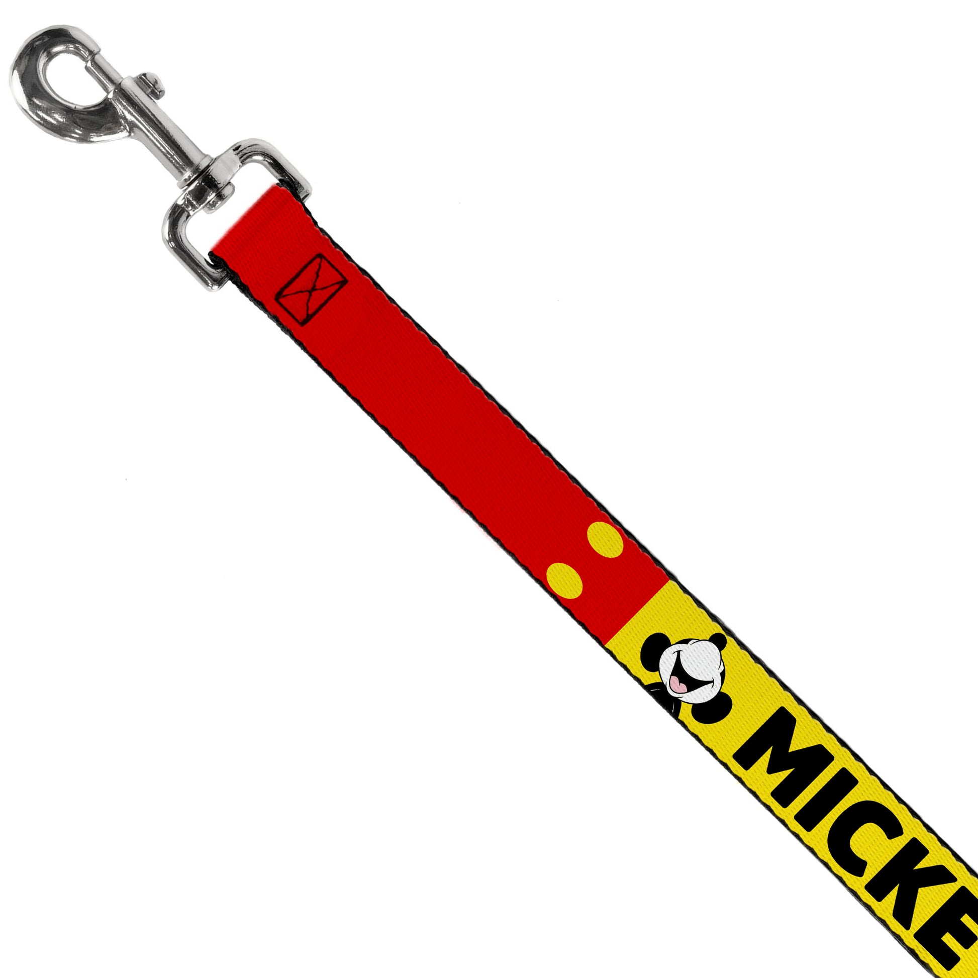 Dog Leash - MICKEY Smiling Up Pose Flip/Buttons Yellow/Black/Red Dog Leashes Disney