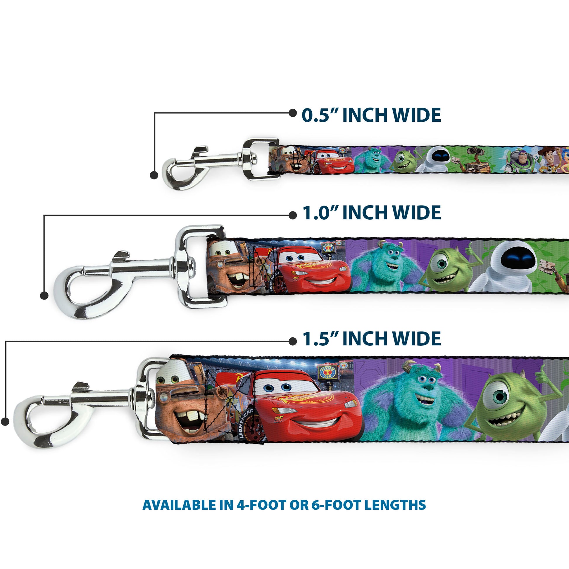 Dog Leash - Disney Pixar 7-Movie Character Collage Dog Leashes Disney