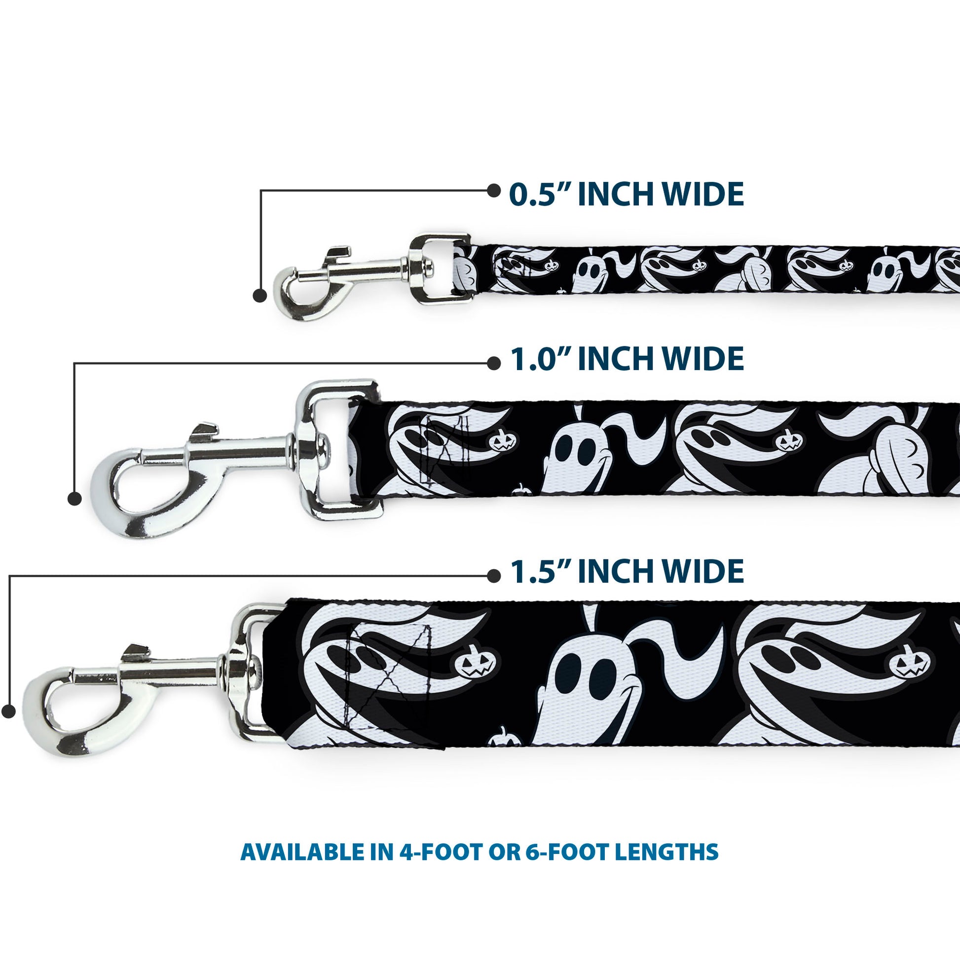 Dog Leash - Nightmare Before Christmas Zero Expressions Black/White Dog Leashes Disney