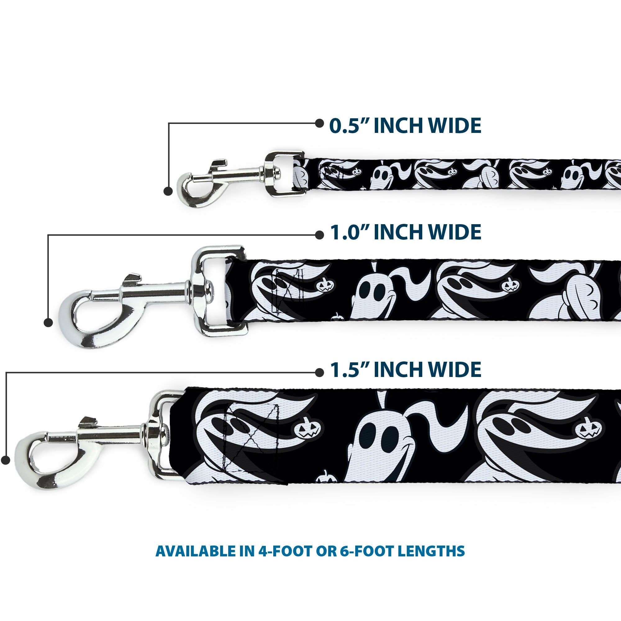 Dog Leash - Nightmare Before Christmas Zero Expressions Black/White Dog Leashes Disney