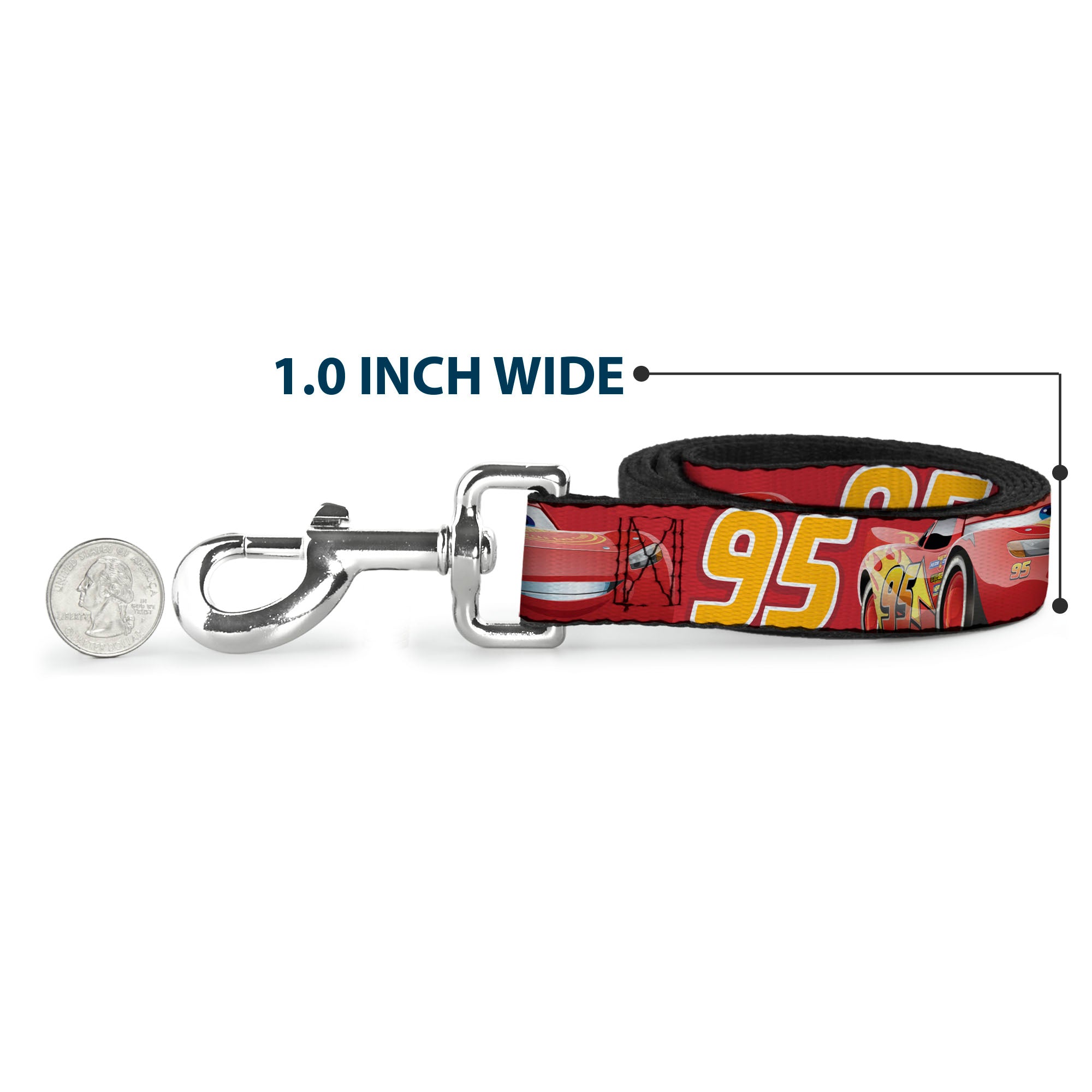 Dog Leash - Cars Lightning McQueen Smiling Pose/95 Reds/White/Orange Dog Leashes Disney