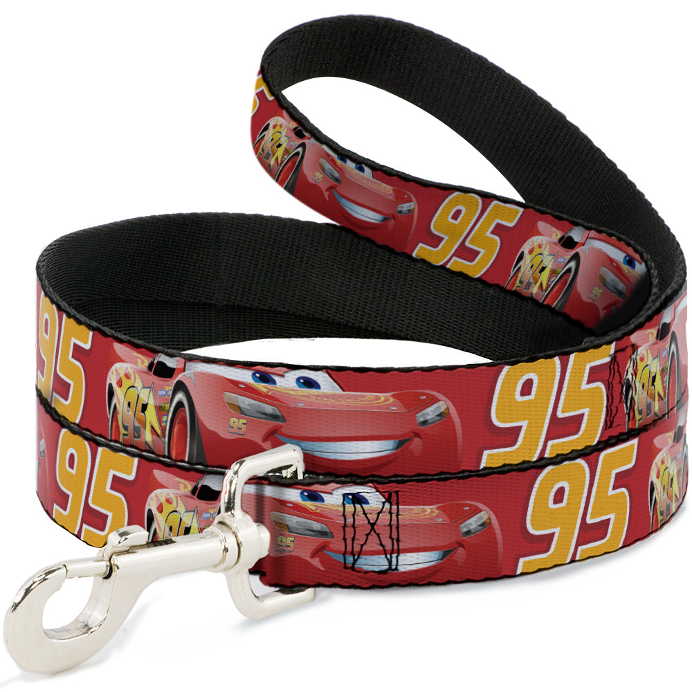 Dog Leash - Cars Lightning McQueen Smiling Pose/95 Reds/White/Orange Dog Leashes Disney