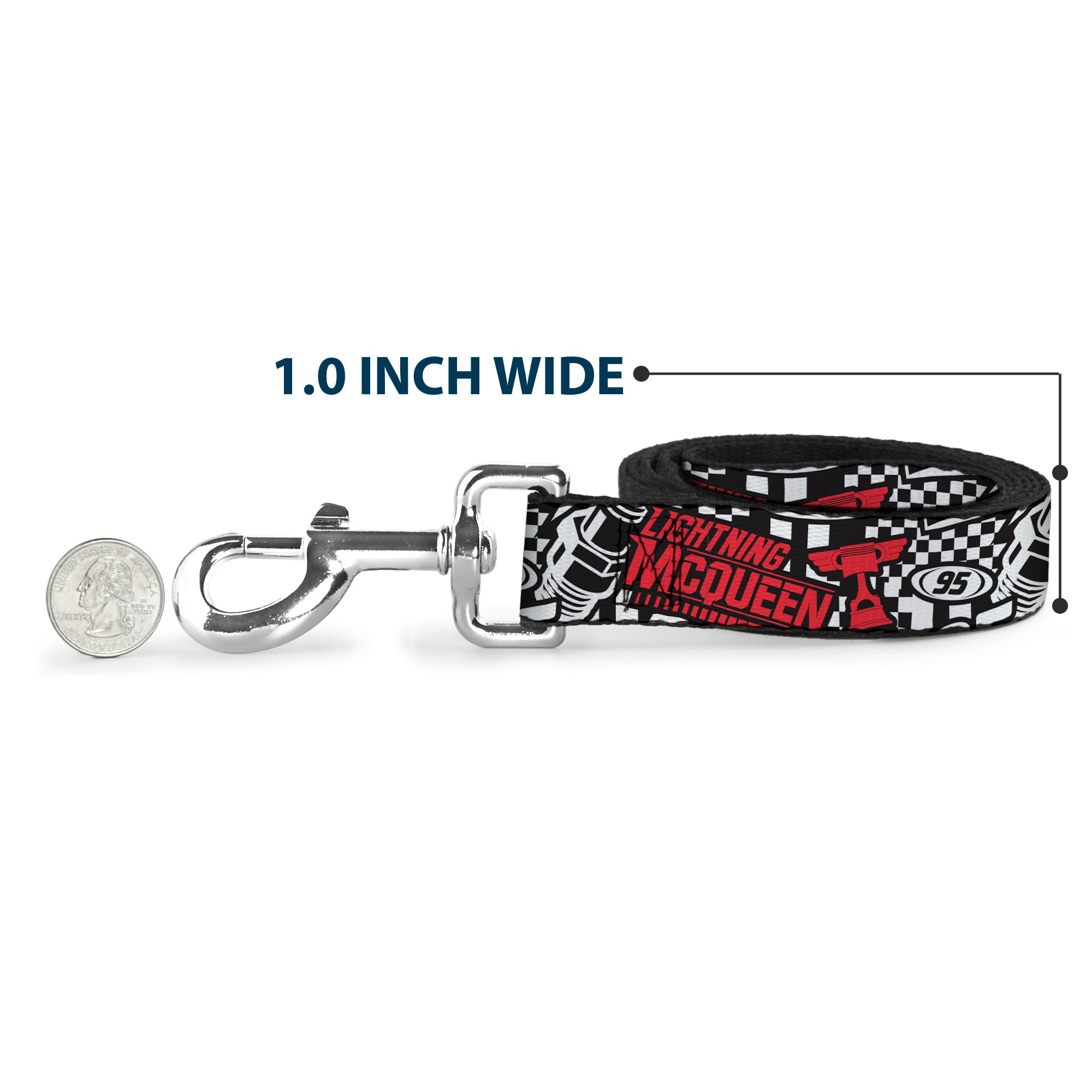 Dog Leash - Cars Lightning McQueen Racing Collage White/Black/Red Dog Leashes Disney