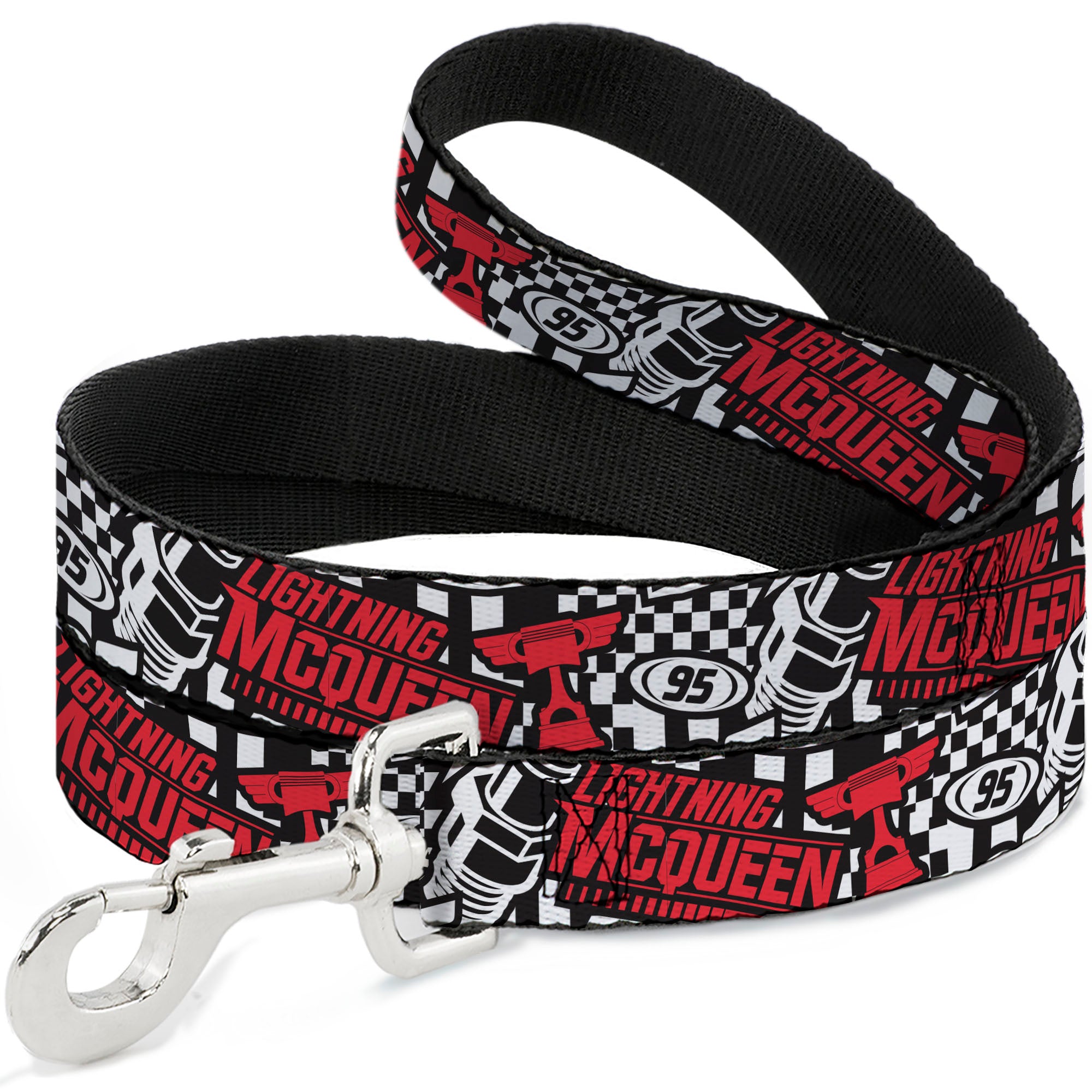Dog Leash - Cars Lightning McQueen Racing Collage White/Black/Red Dog Leashes Disney