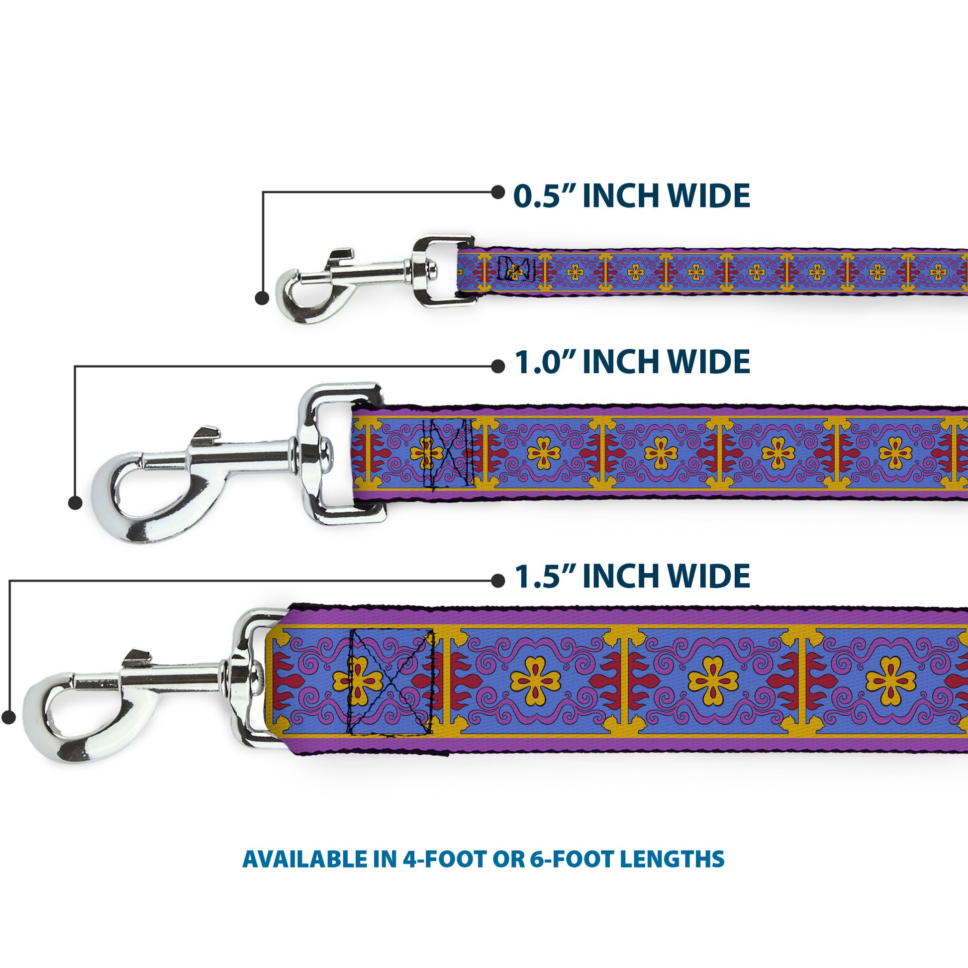 Dog Leash - Classic Aladdin Magic Carpet Tapestry Blue/Purple/Gold/Red Dog Leashes Disney