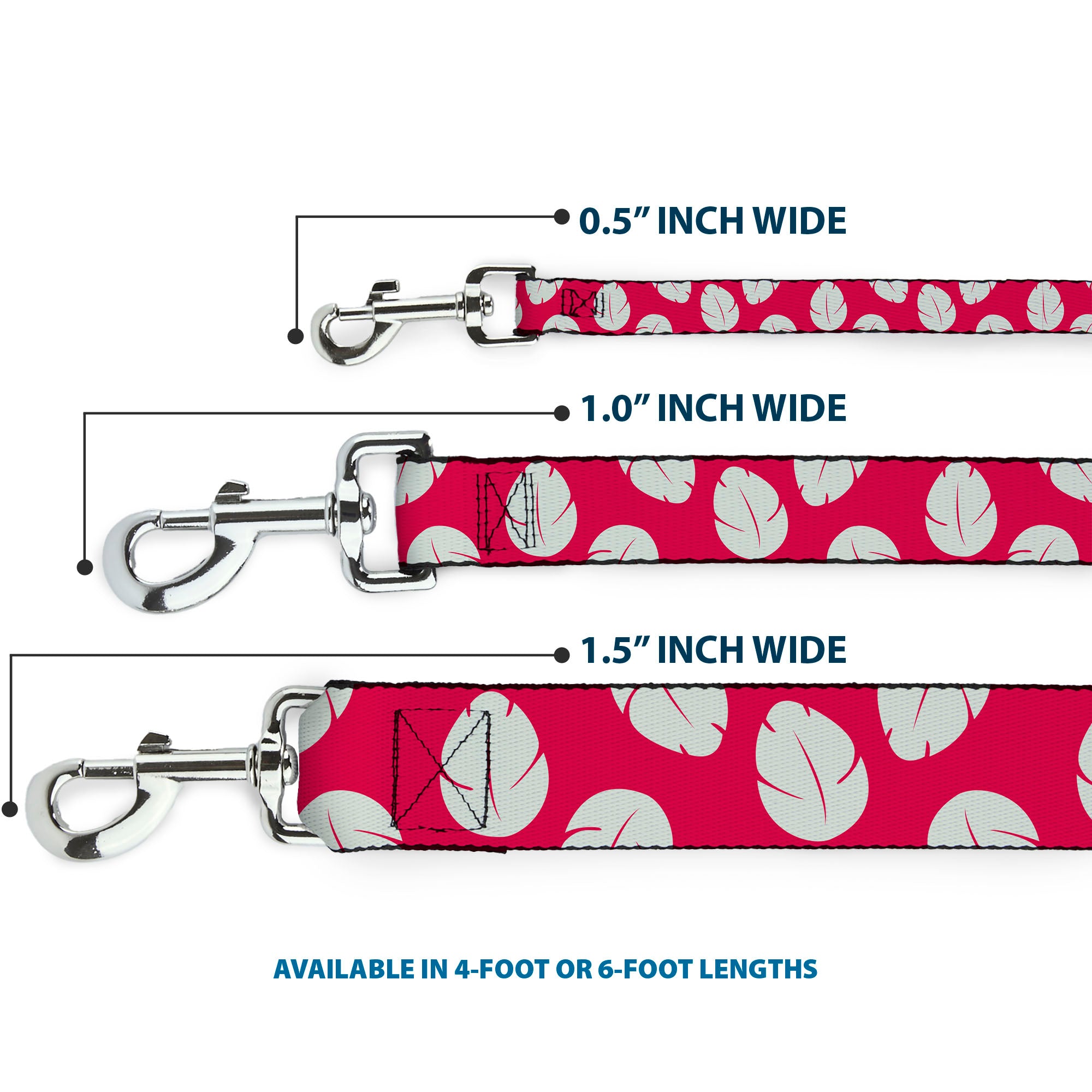 Dog Leash - Lilo & Stitch Bounding Lilo Dress Leaves Red/Ivory Dog Leashes Disney