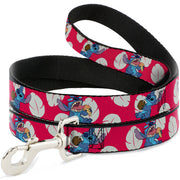 Dog Leash - Lilo & Stitch Stitch 2-Eating Poses/Lilo Dress Leaves Red/Ivory Dog Leashes Disney