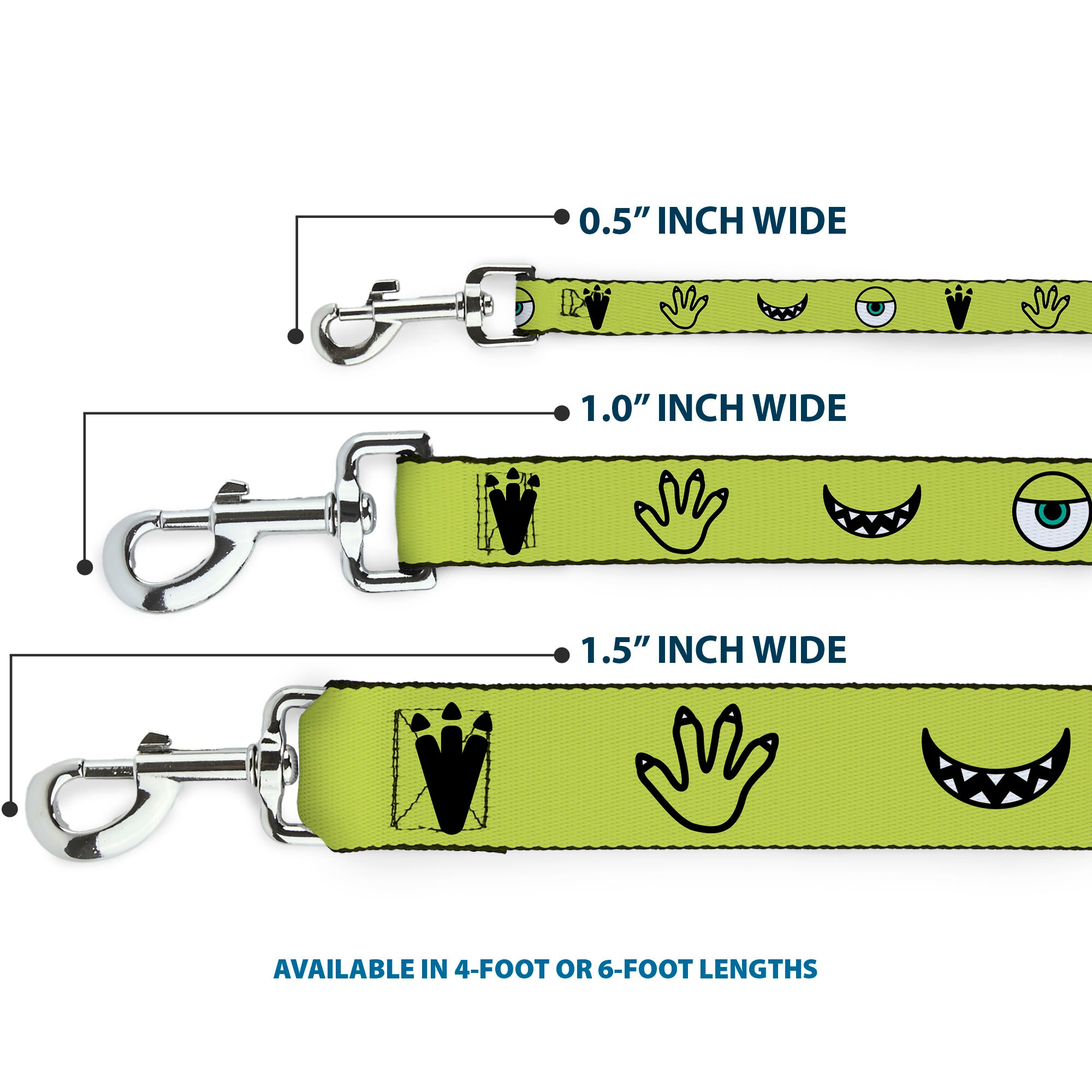 Dog Leash - Monsters Inc. Mike 4-Icons Greens/Black/White Dog Leashes Disney