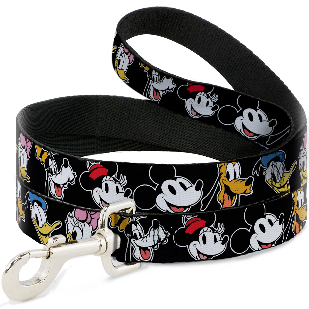 Dog Leash - Disney The Sensational Six Smiling Faces Black Dog Leashes Disney