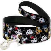 Dog Leash - Disney The Sensational Six Smiling Faces Black Dog Leashes Disney