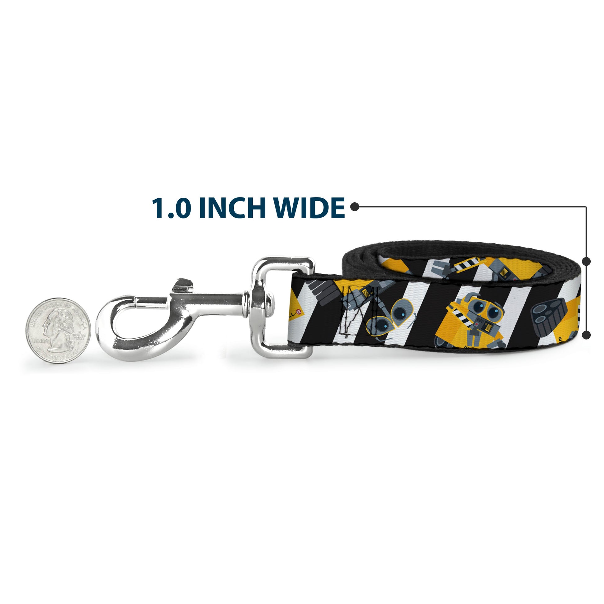 Dog Leash - Wall-E Poses/Stripe Black/White Dog Leashes Disney