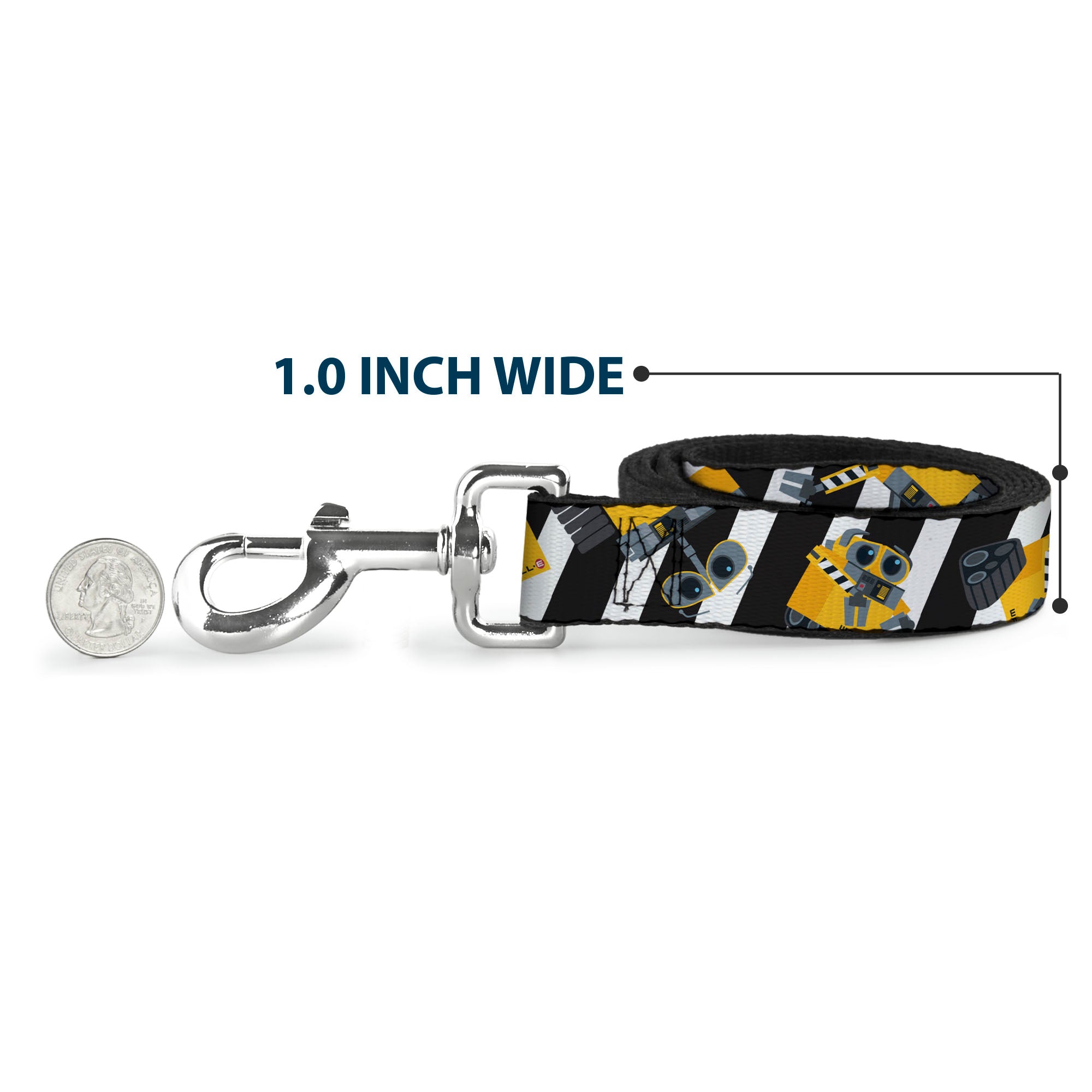 Dog Leash - Wall-E Poses/Stripe Black/White Dog Leashes Disney