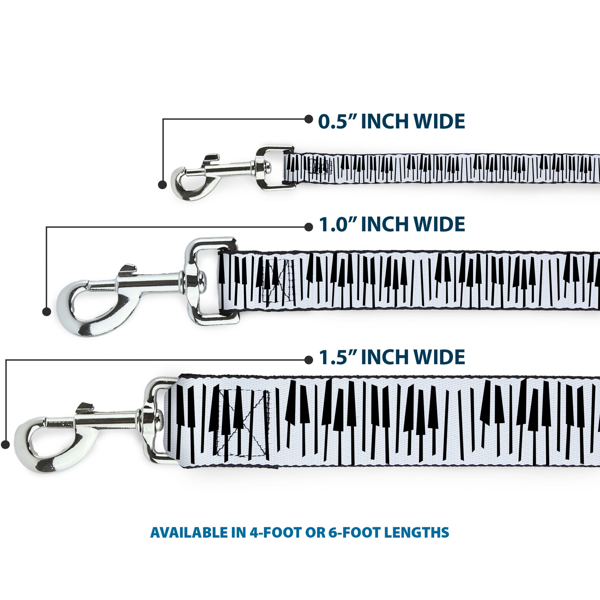 Dog Leash - Soul Piano Keys White/Black Dog Leashes Disney
