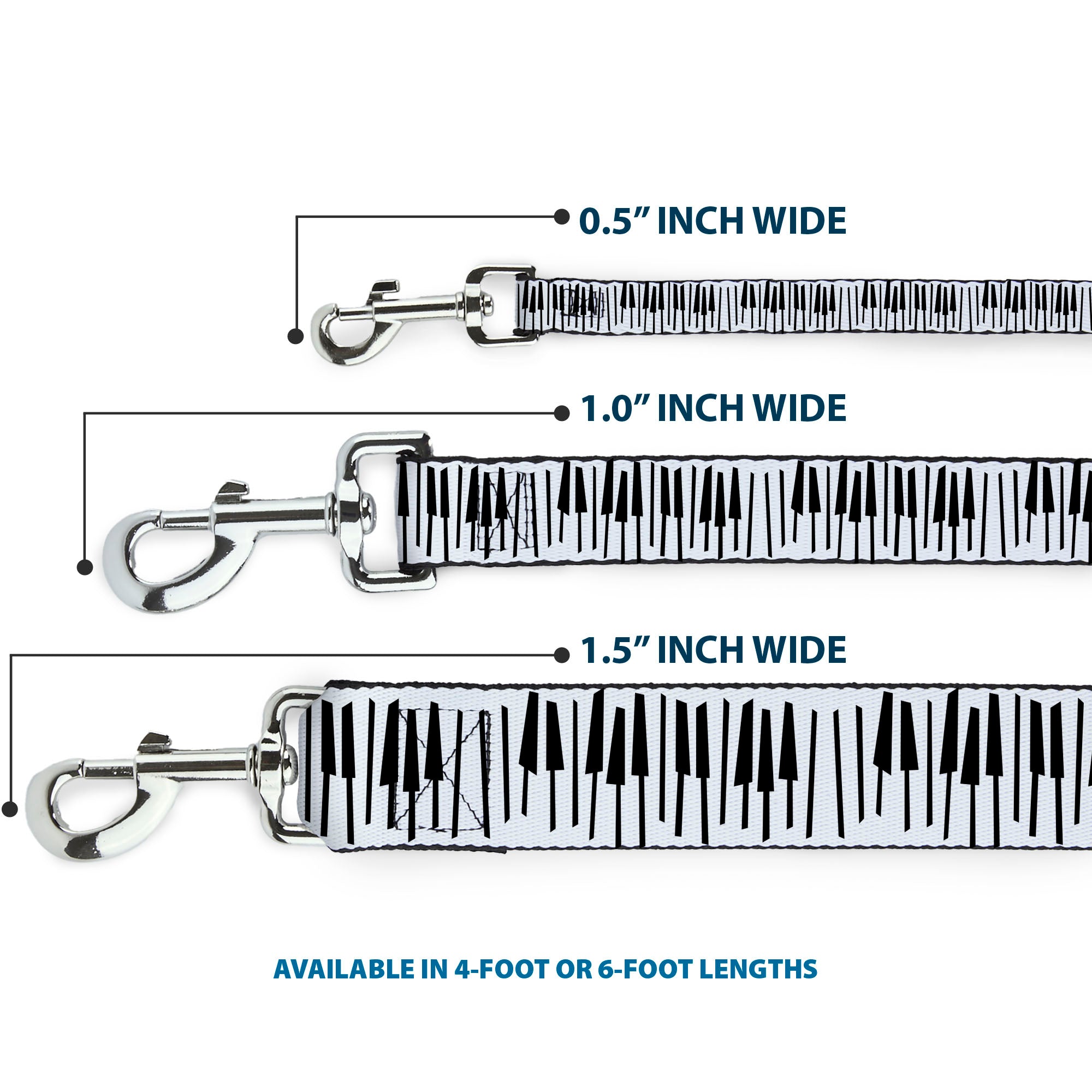 Dog Leash - Soul Piano Keys White/Black Dog Leashes Disney