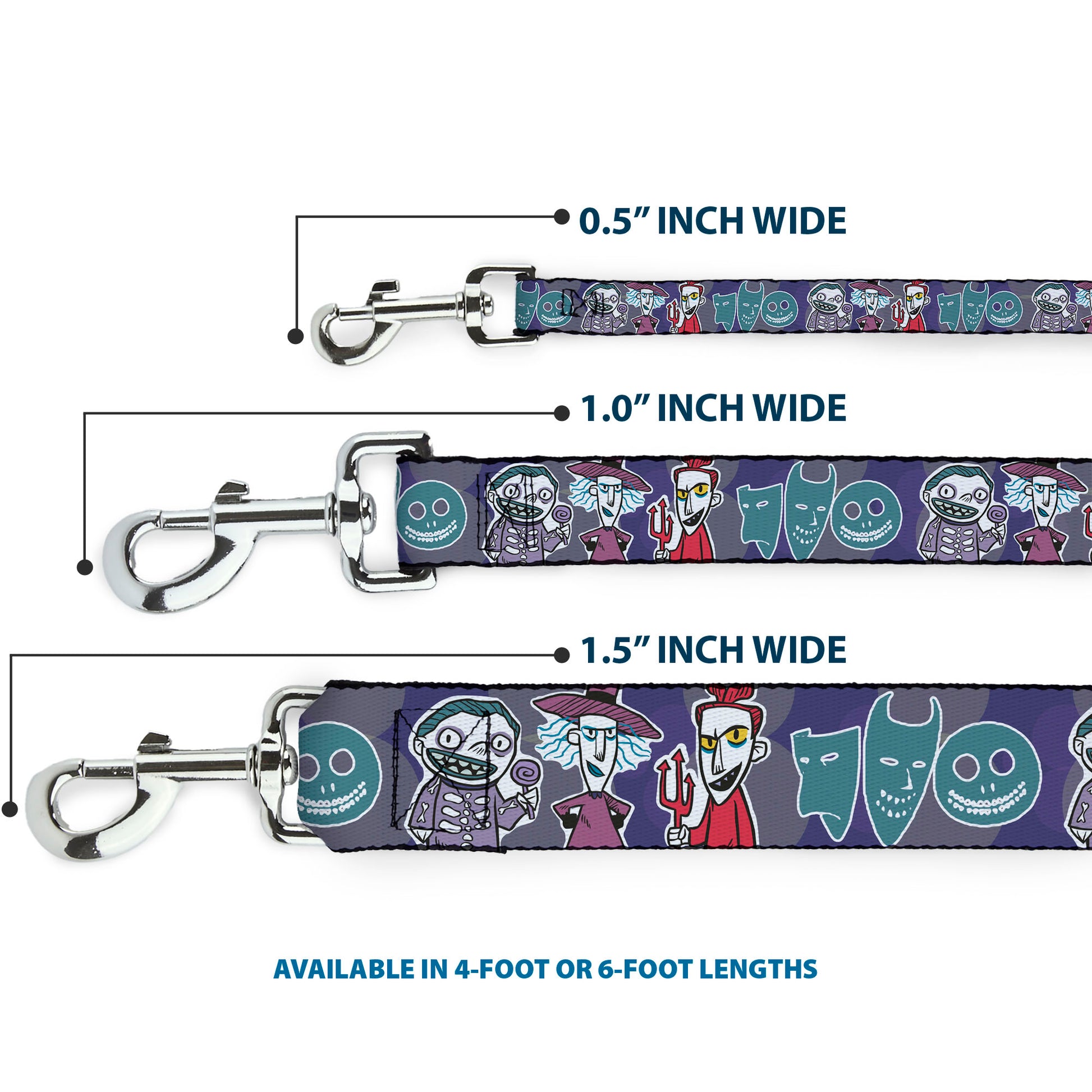 Dog Leash - Nightmare Before Christmas Lock Shock & Barrel Group Pose/Masks Purples Dog Leashes Disney