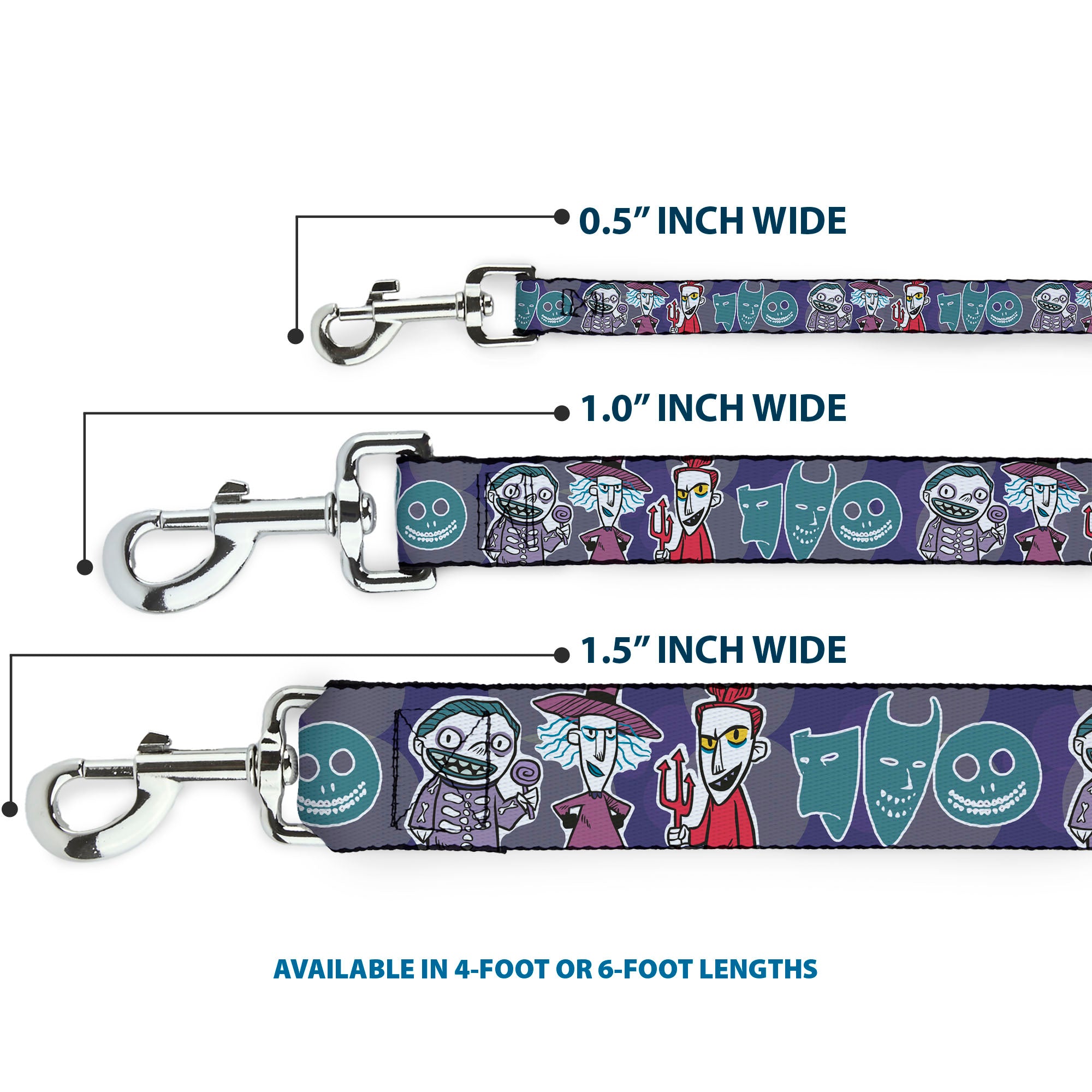 Dog Leash - Nightmare Before Christmas Lock Shock & Barrel Group Pose/Masks Purples Dog Leashes Disney