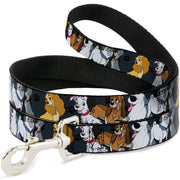 Dog Leash - Disney Dogs 6-Dog Group Collage/Paws Gray/Black Dog Leashes Disney