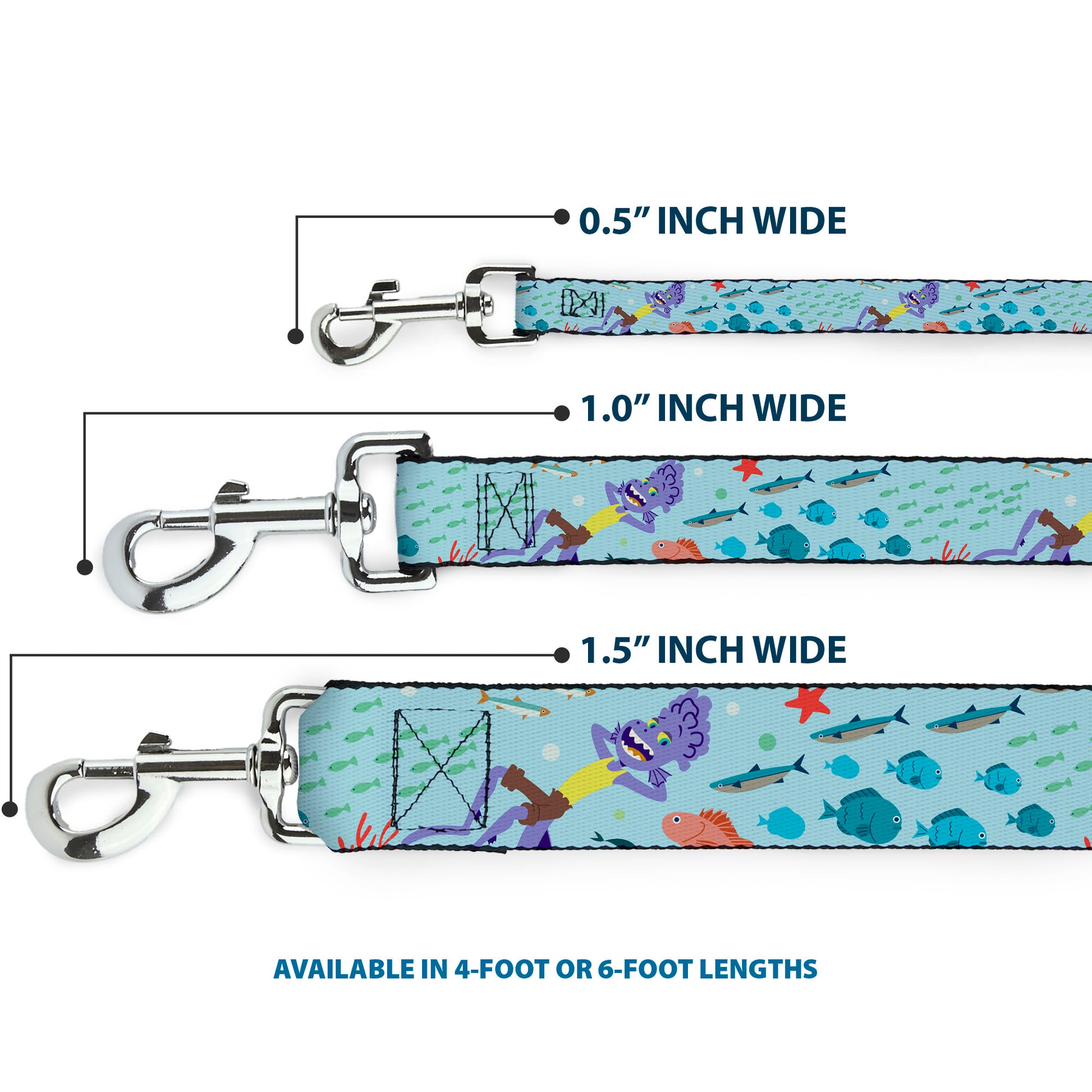 Dog Leash - Luca Isola del Mar Alberto Sea Monster School of Fish Collage Dog Leashes Disney