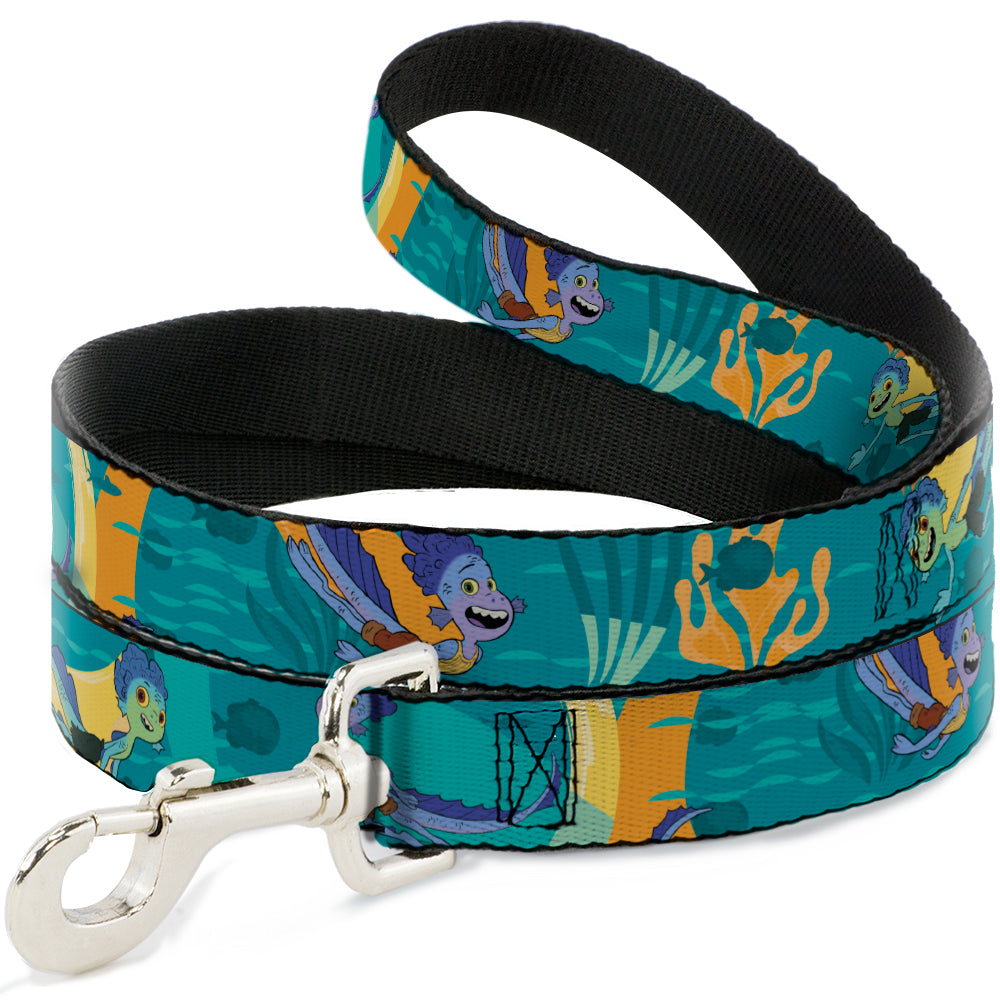 Dog Leash - Luca and Alberto Sea Monsters Swimming Poses Turquoise Blues Dog Leashes Disney