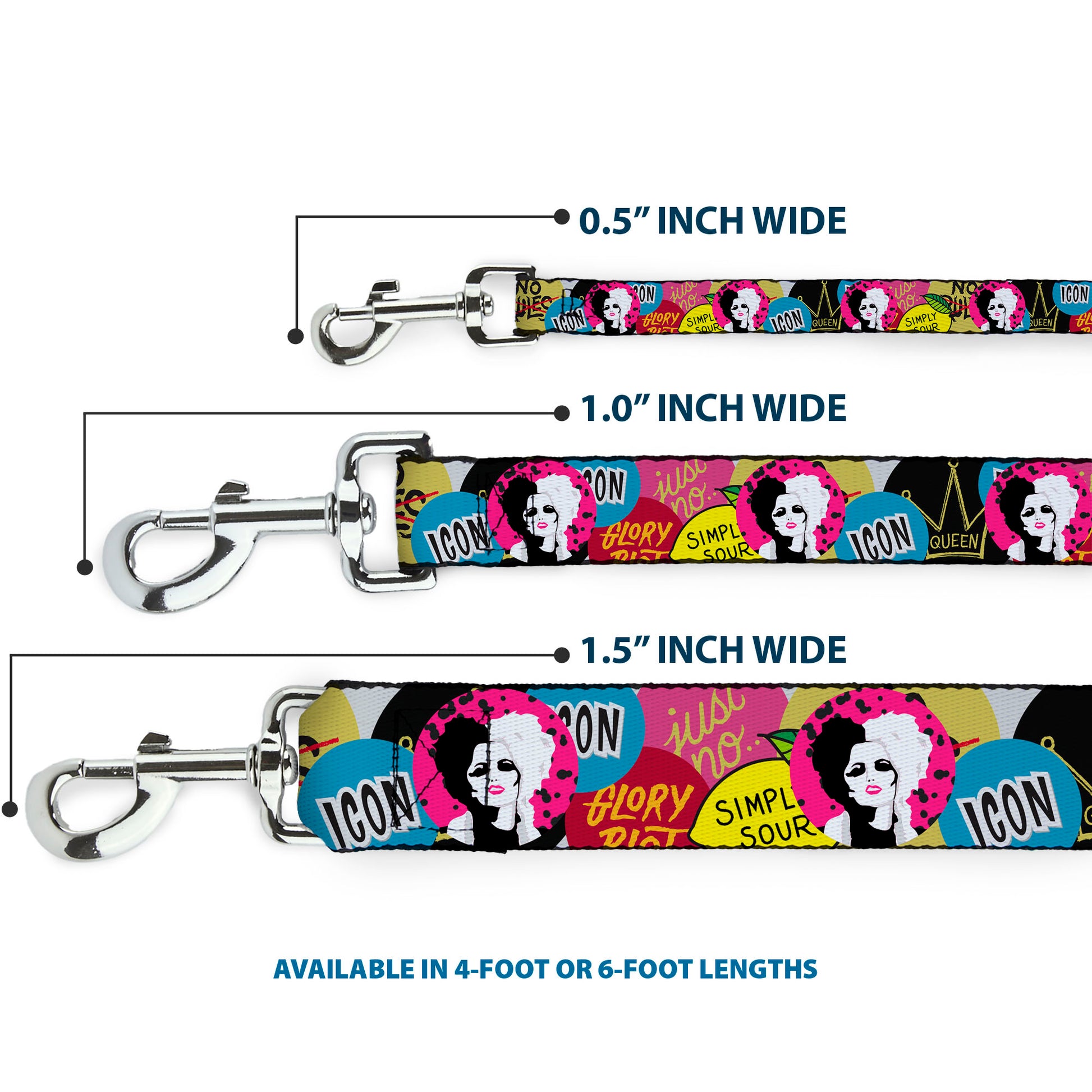 Dog Leash - Cruella de Vil Cruell World and Round Badge Icons Collage Dog Leashes Disney