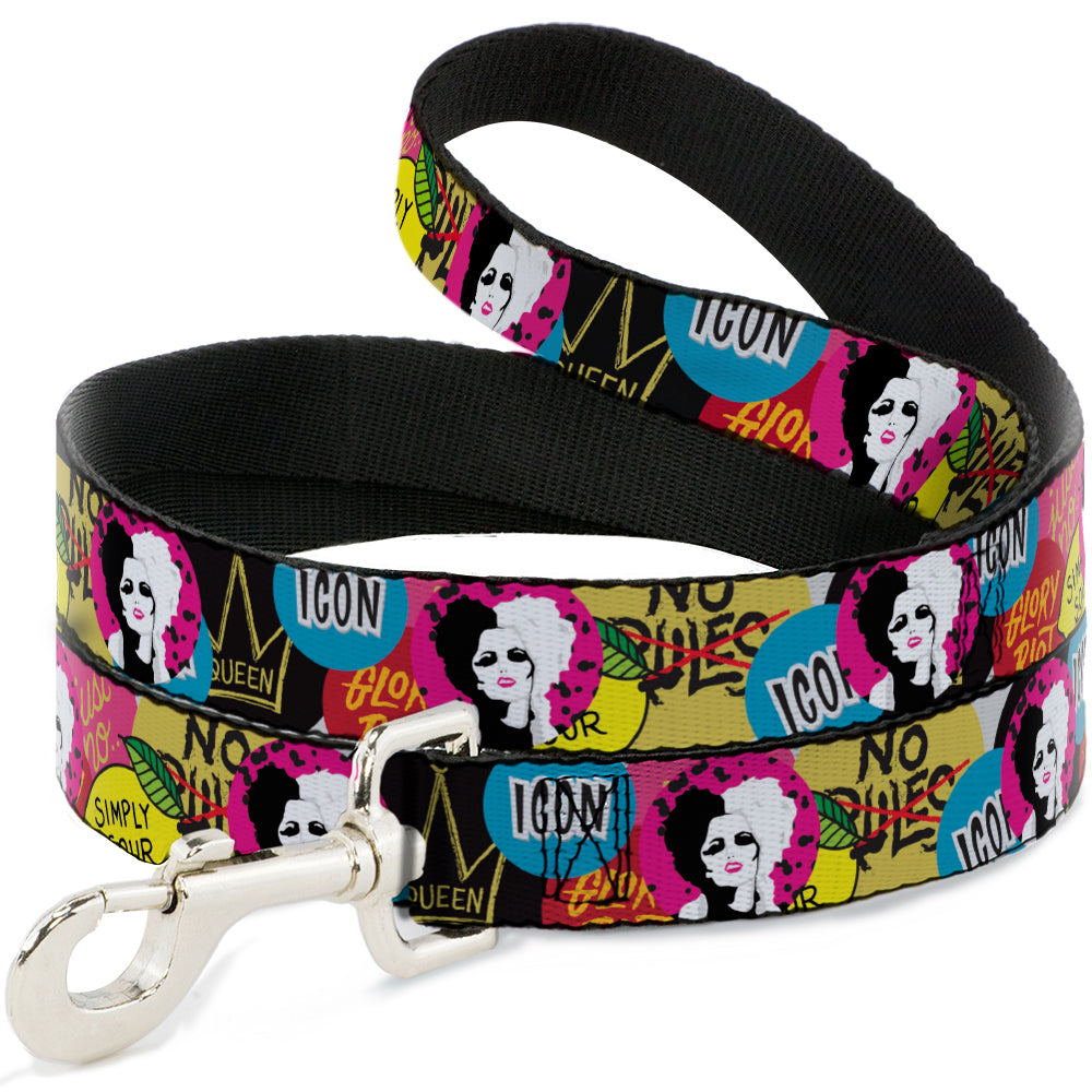 Dog Leash - Cruella de Vil Cruell World and Round Badge Icons Collage Dog Leashes Disney