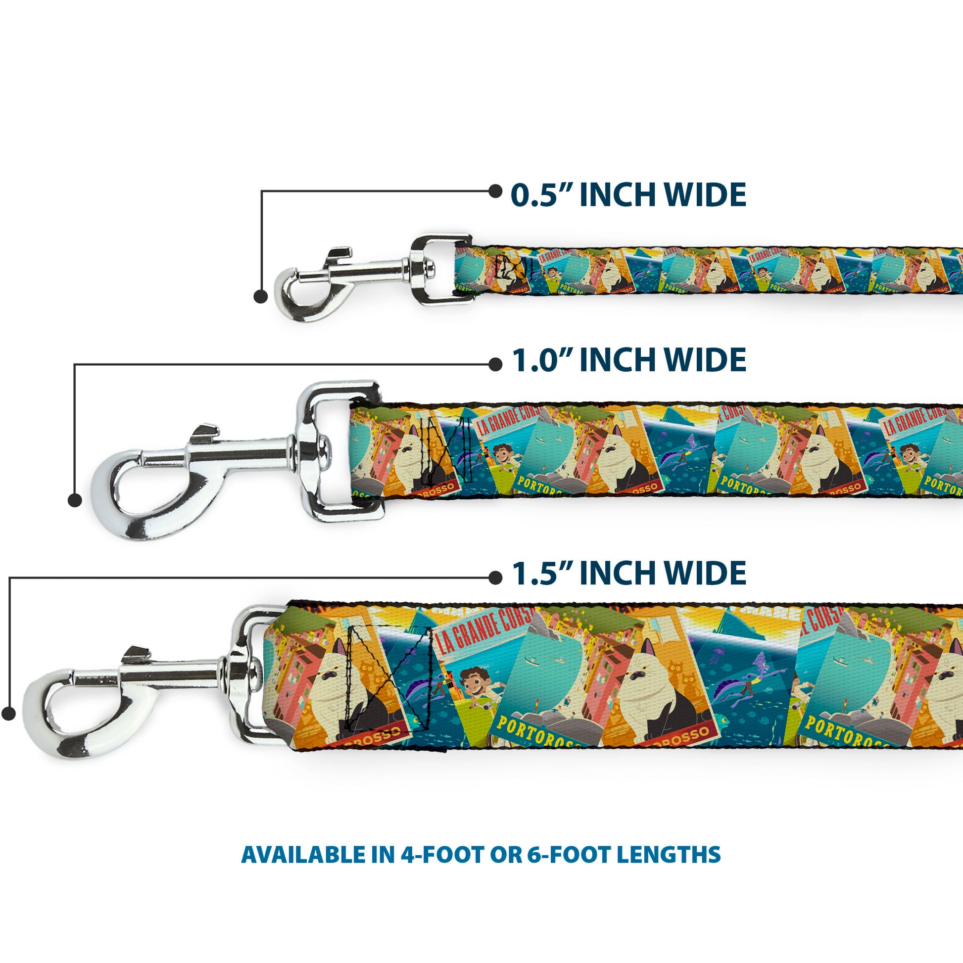 Dog Leash - Luca The Piazza Poster Collage Stacked Dog Leashes Disney