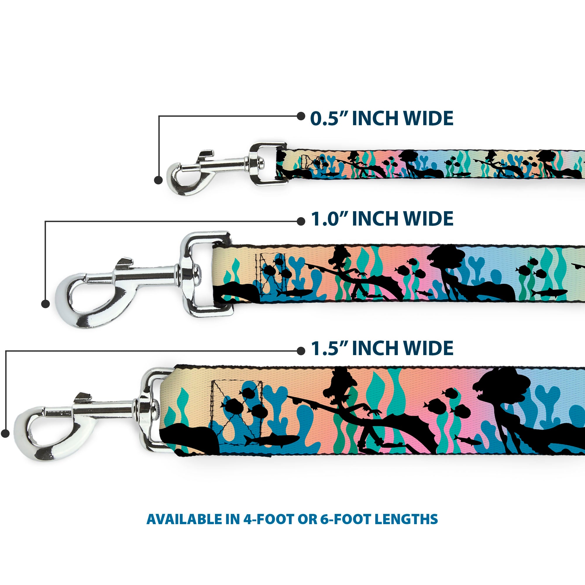 Dog Leash - Luca and Alberto Sea Monsters Underwater Silhouette Ombre/Black Dog Leashes Disney