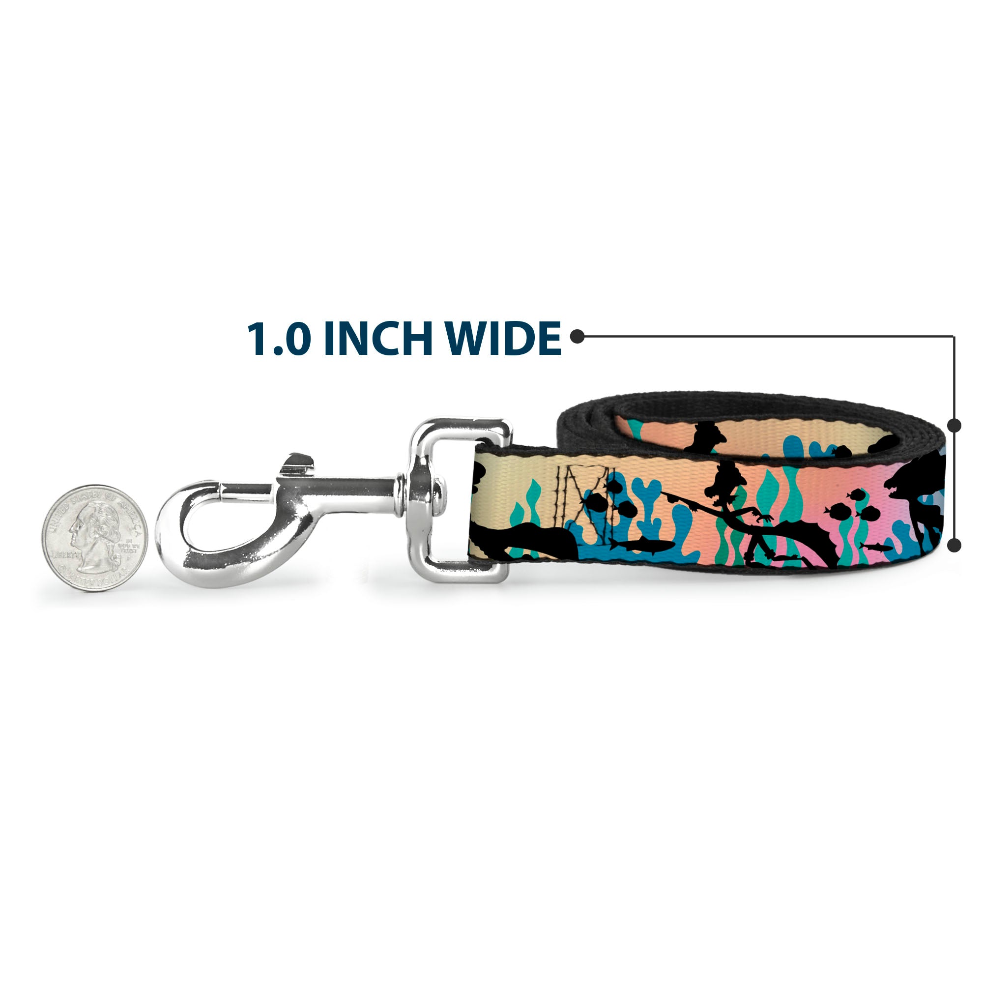 Dog Leash - Luca and Alberto Sea Monsters Underwater Silhouette Ombre/Black Dog Leashes Disney