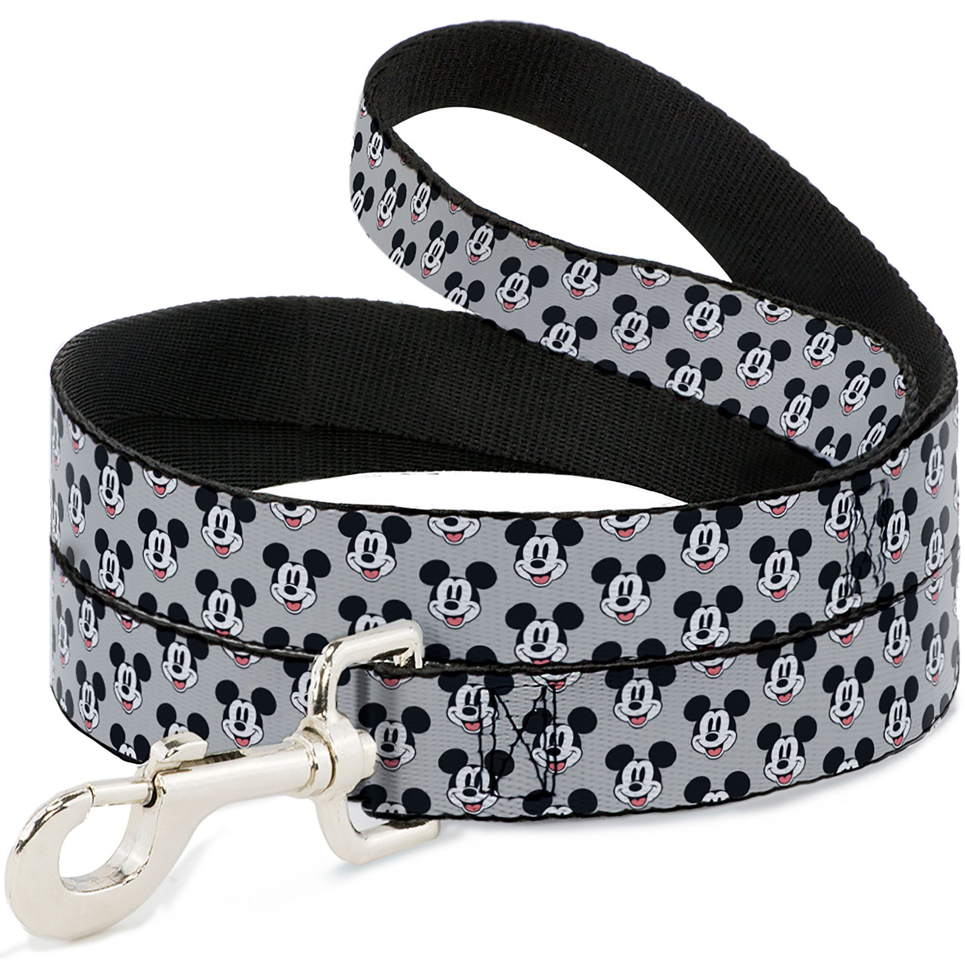 Dog Leash - Mickey Mouse Smiling Face Monogram Gray Dog Leashes Disney