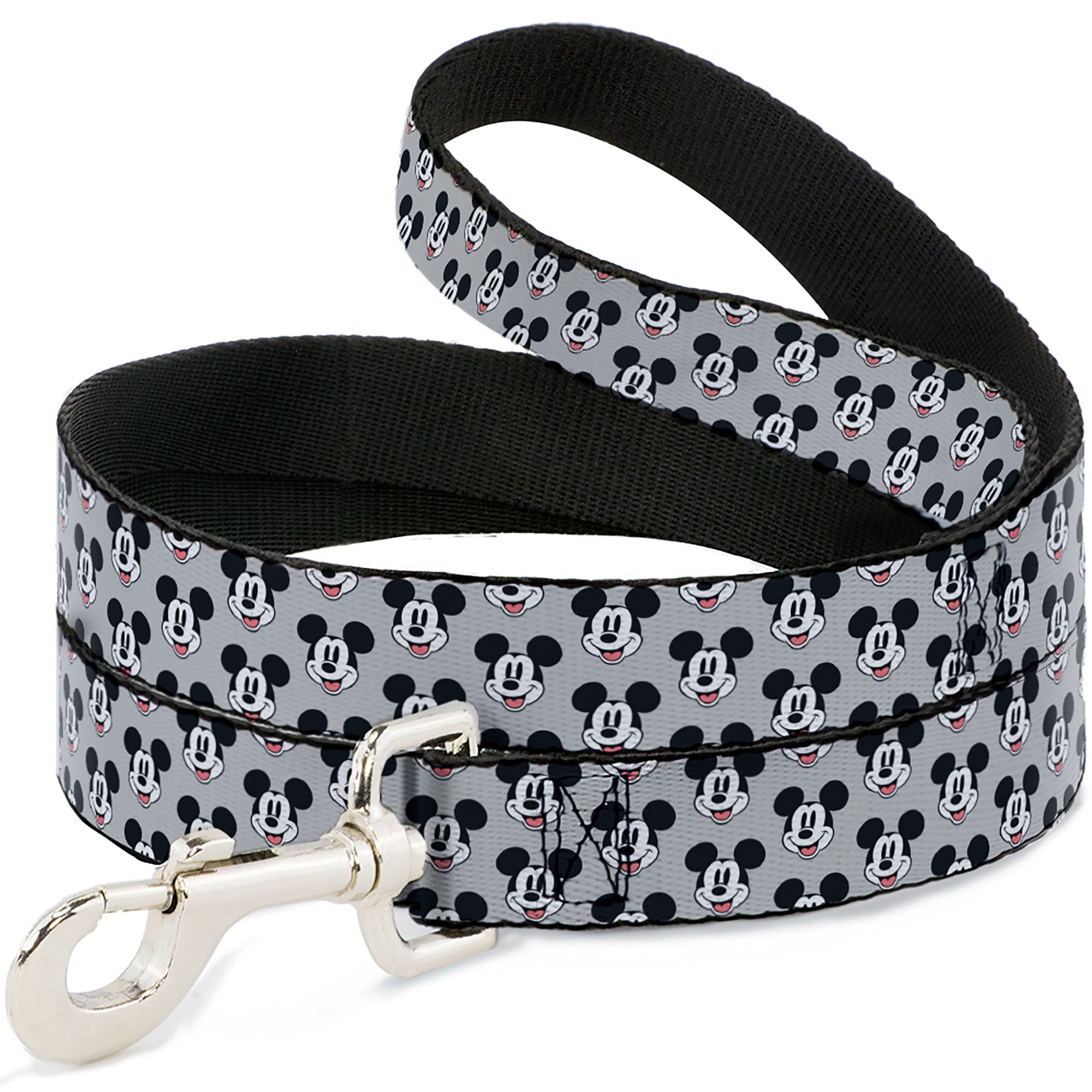 Dog Leash - Mickey Mouse Smiling Face Monogram Gray Dog Leashes Disney